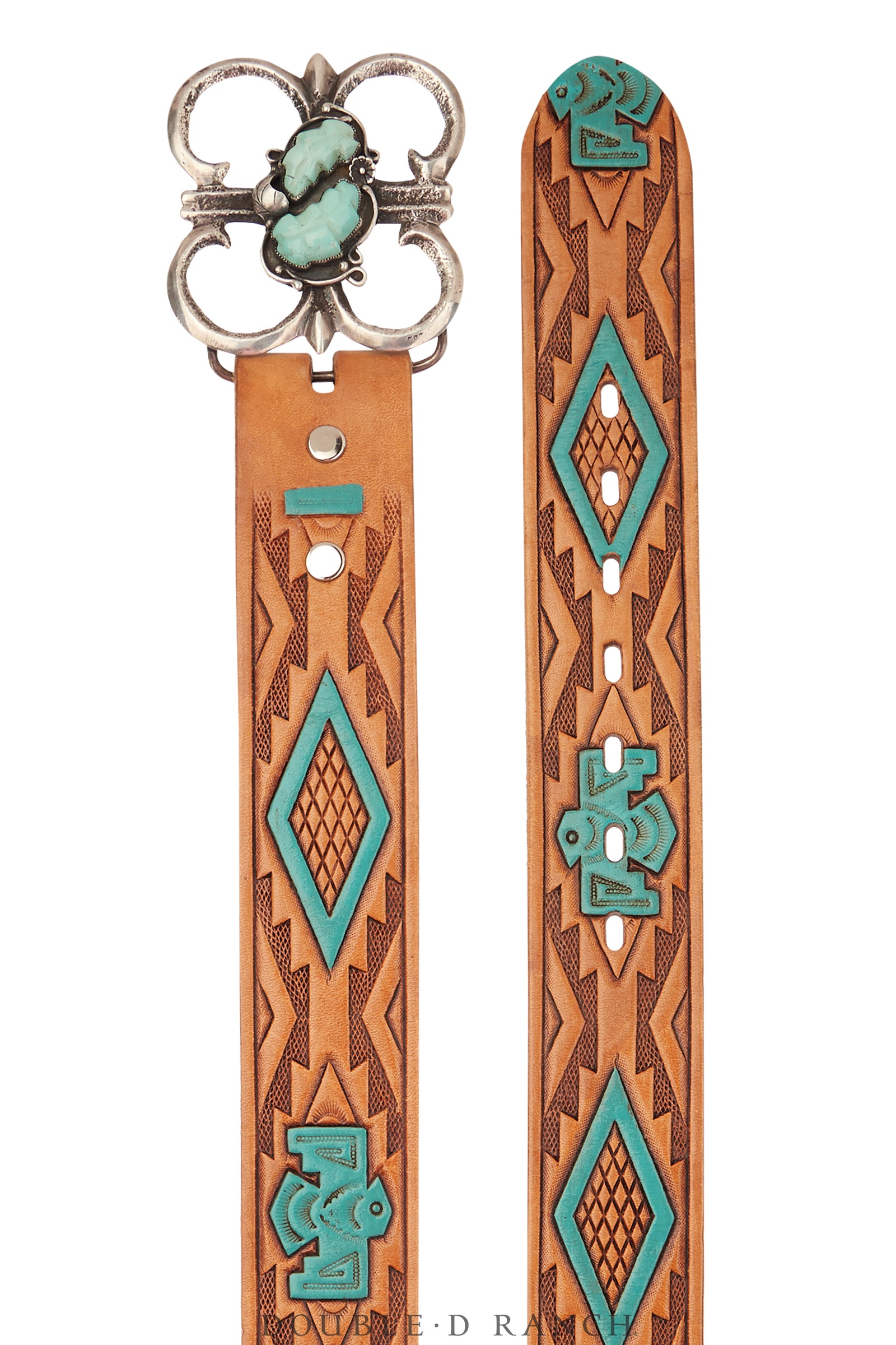 Belt, A Vintage, Buckle, Cast, Turquoise, Carved Stones, Sans Mark, Vintage, 845