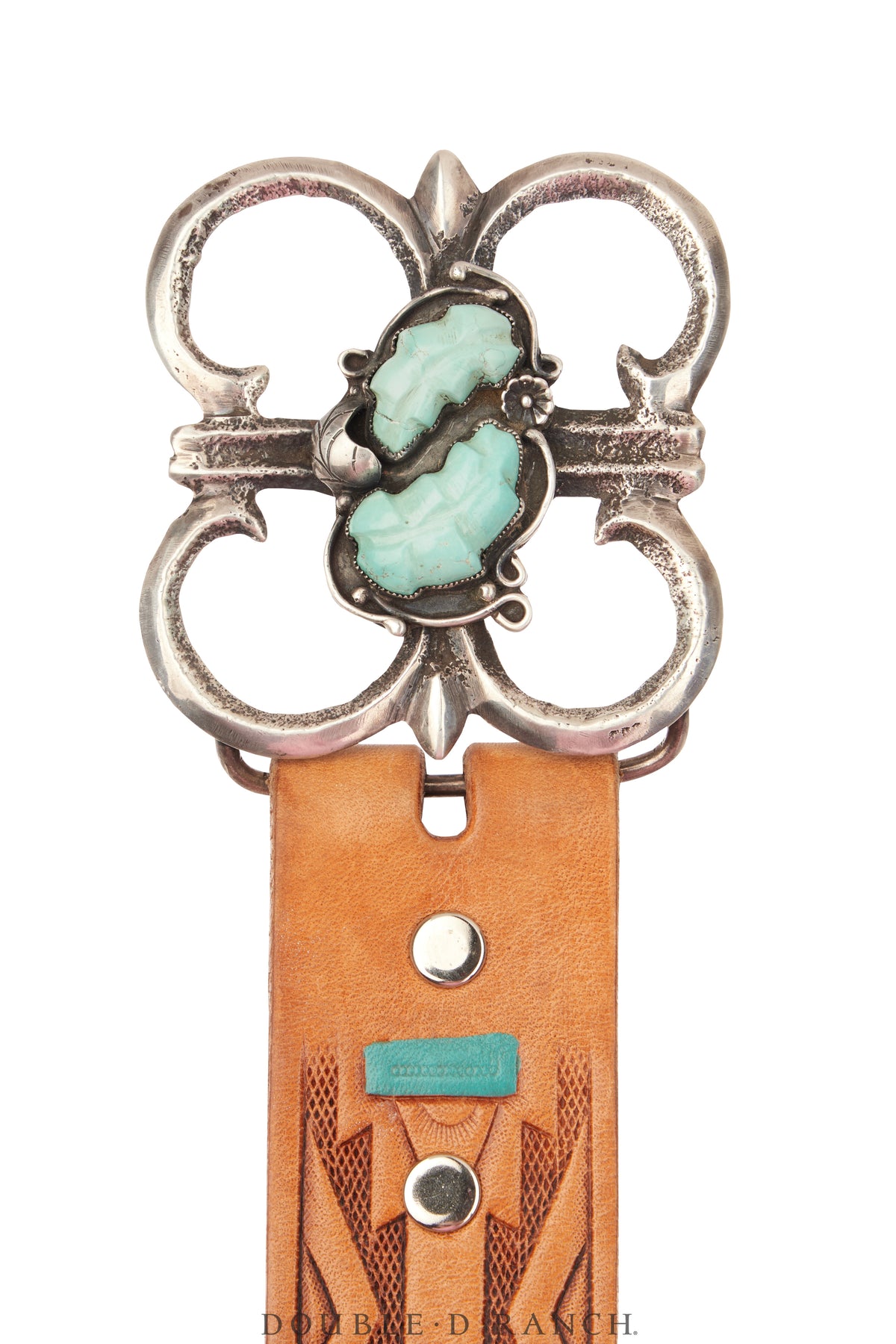 Belt, A Vintage, Buckle, Cast, Turquoise, Carved Stones, Sans Mark, Vintage, 845