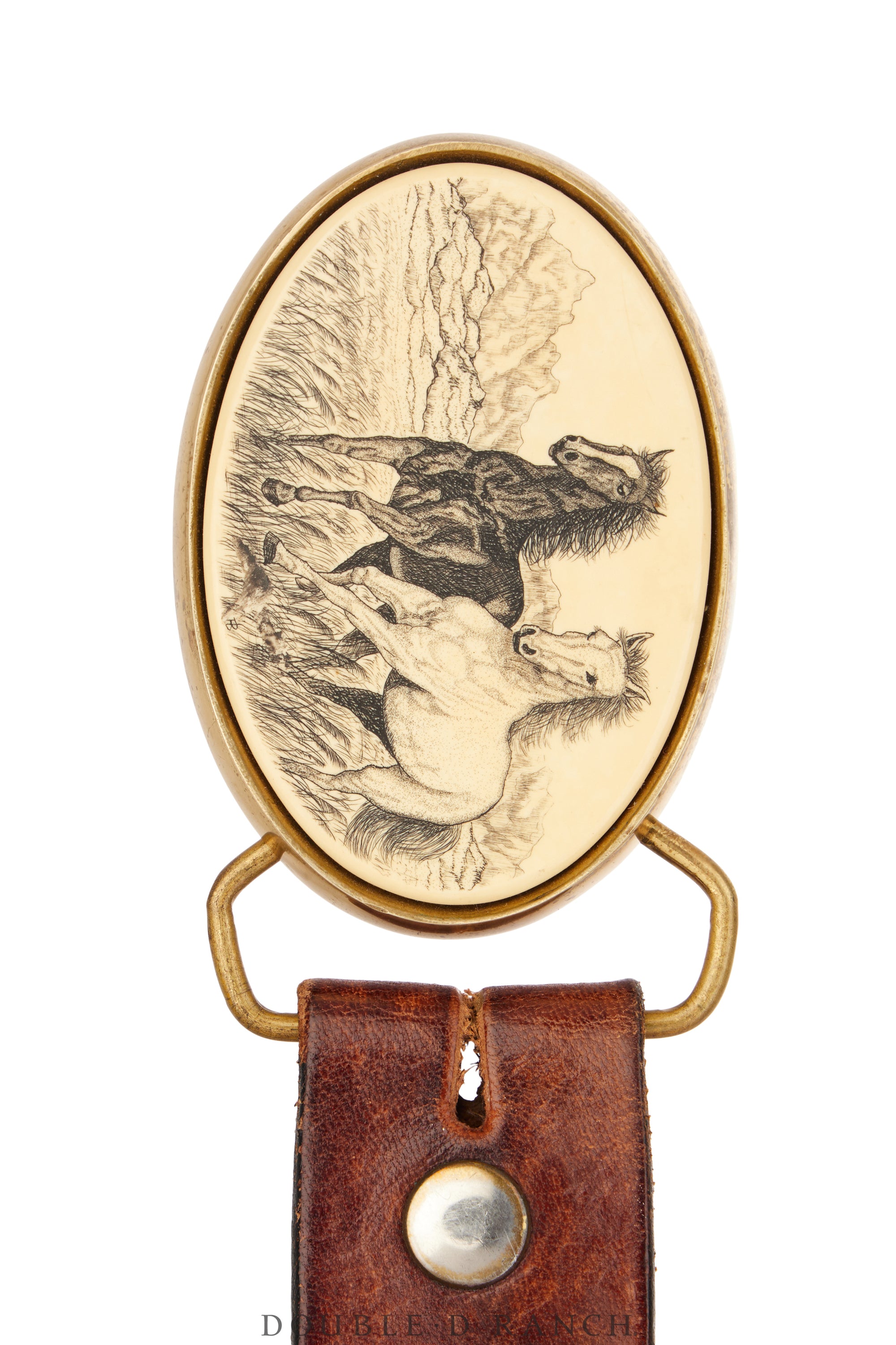 Belt, A Vintage, Scrimshaw, Horses, Hallmark, Vintage, 869