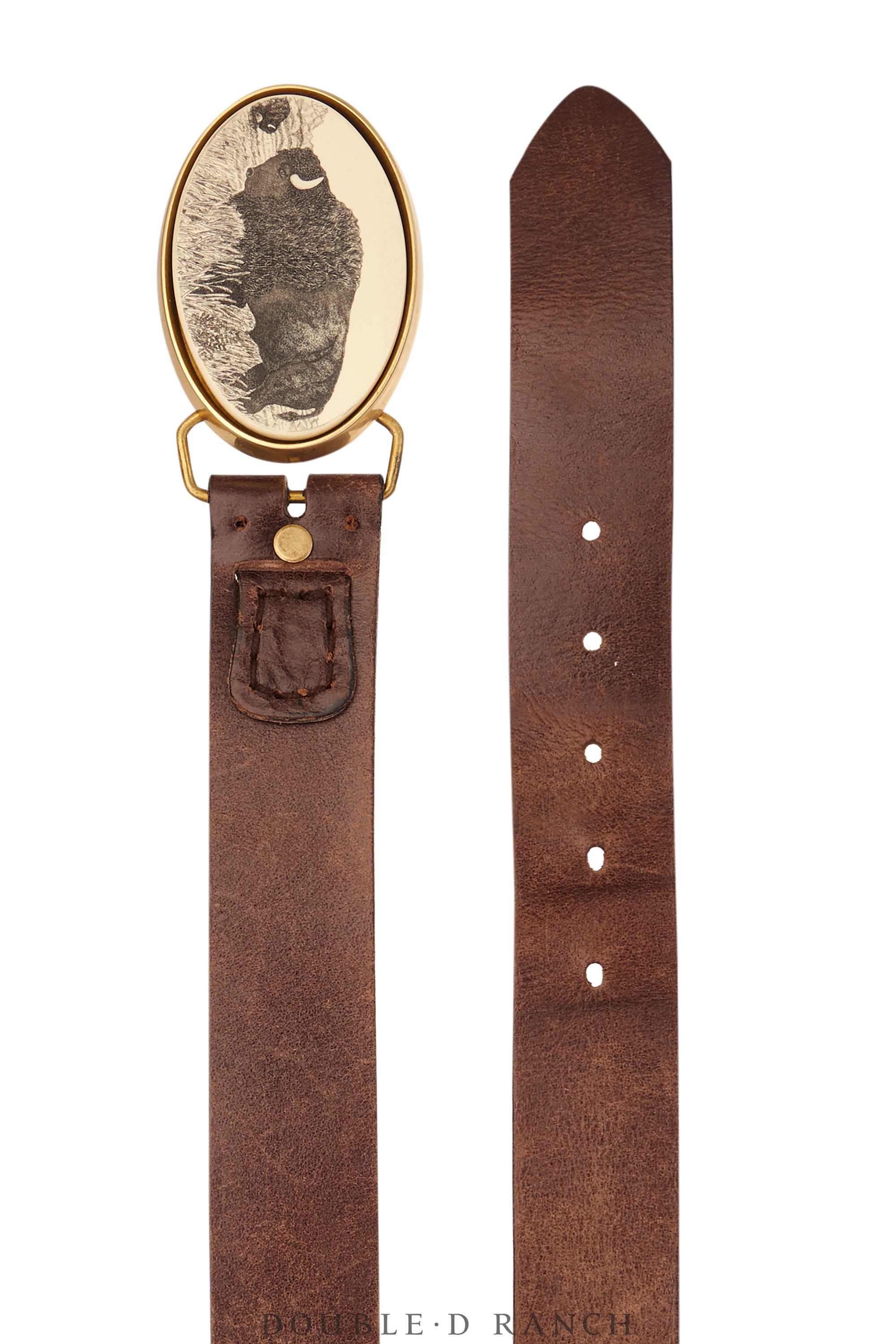 Belt, A Vintage, Faux Scrimshaw, Bison, Vintage, 876