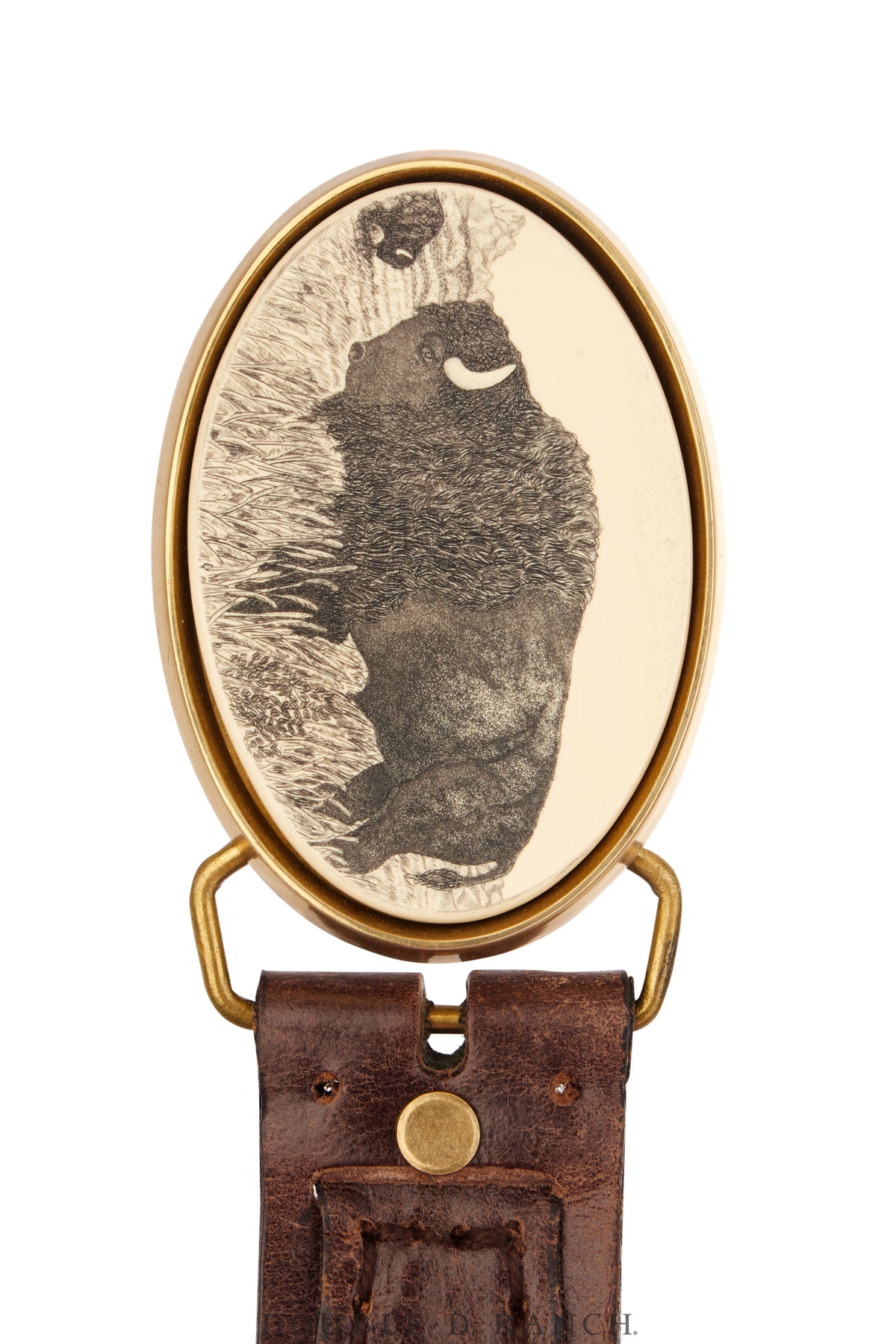 Belt, A Vintage, Faux Scrimshaw, Bison, Vintage, 876