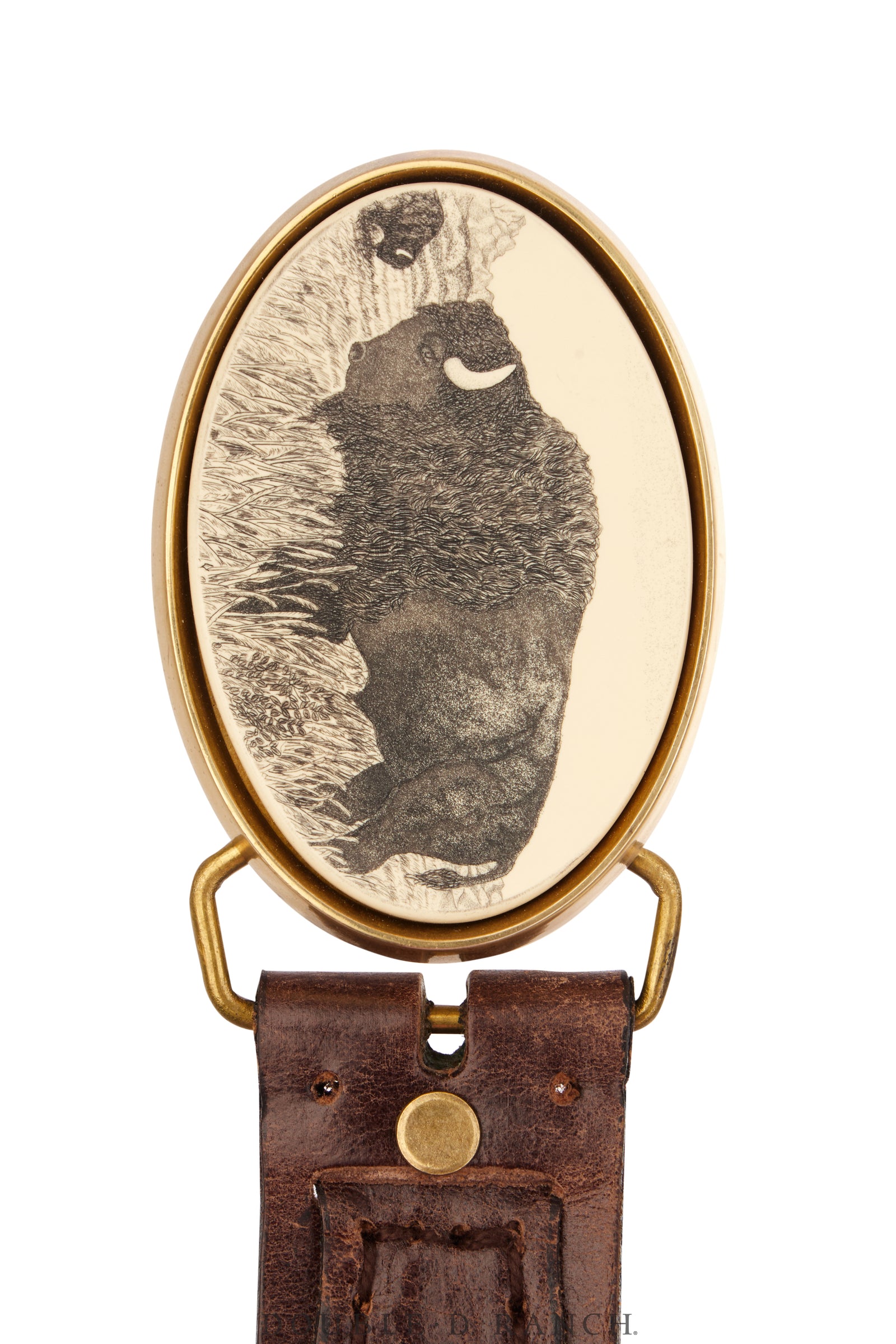 Belt, A Vintage, Faux Scrimshaw, Bison, Vintage, 876