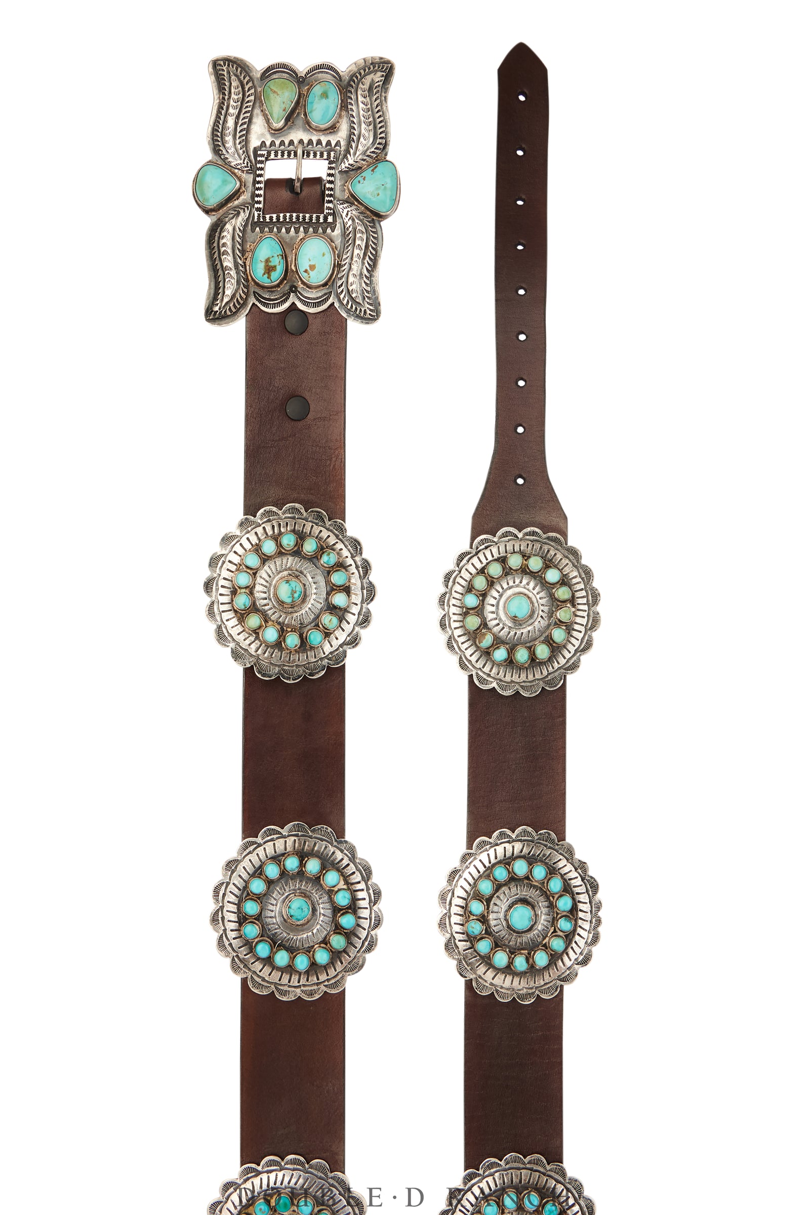 Belt, A Vintage, Concho, Turquoise, Lovely Stonework, Unmarked, Vintage ‘50s, 889