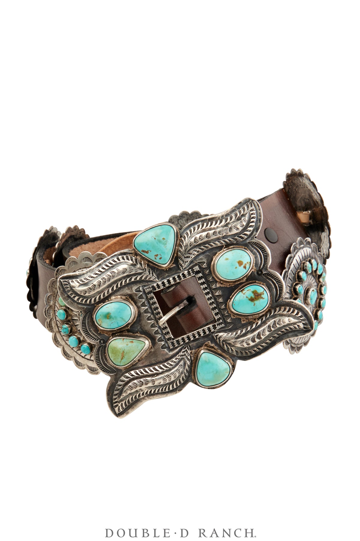 Belt, A Vintage, Concho, Turquoise, Lovely Stonework, Unmarked, Vintage ‘50s, 889