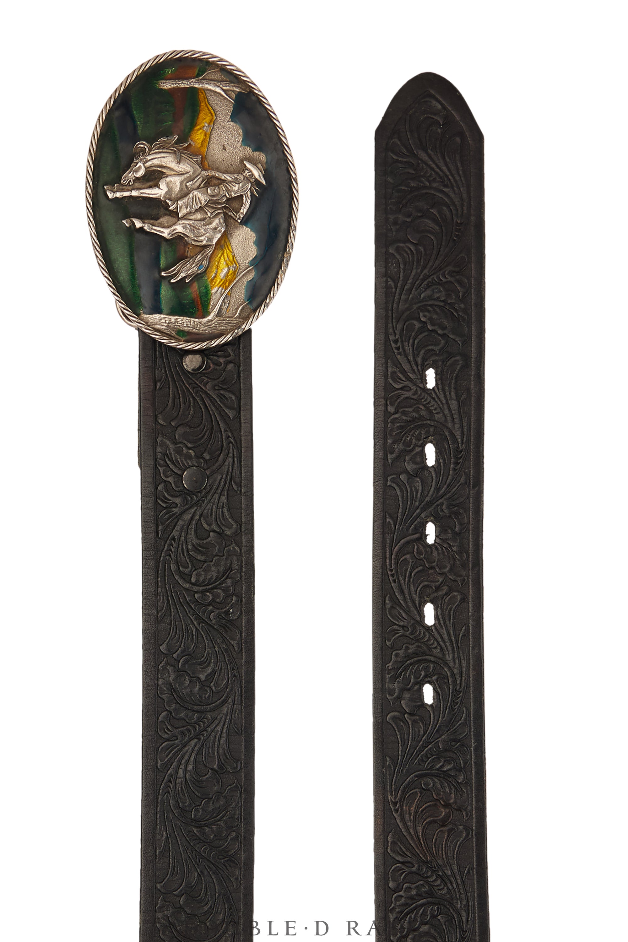 Belt, A Vintage, Buckle, Kitsch, Western, Enamel, Buckling Horse, Mark, Vintage, ‘80s, 896