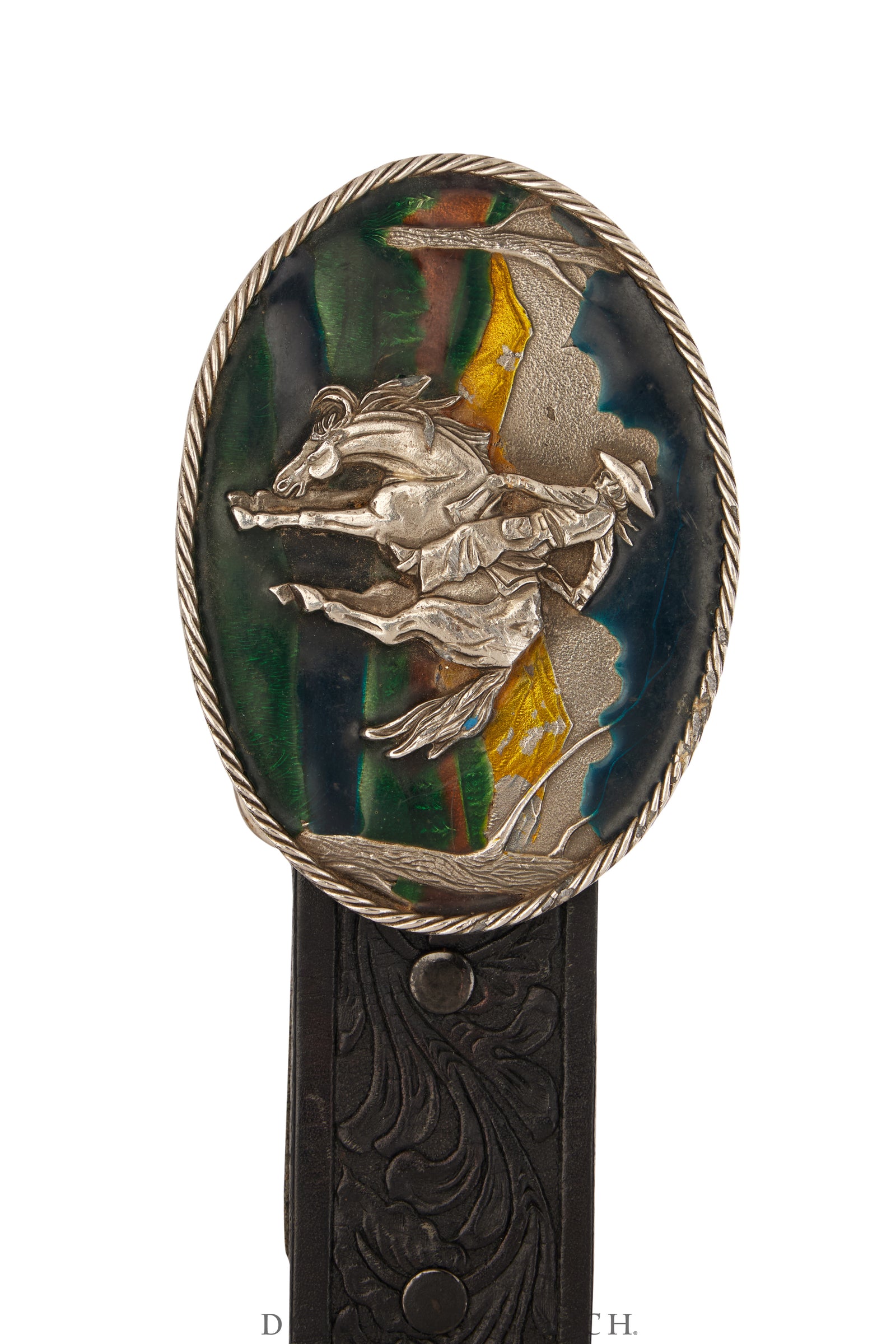 Belt, A Vintage, Buckle, Kitsch, Western, Enamel, Buckling Horse, Mark, Vintage, ‘80s, 896