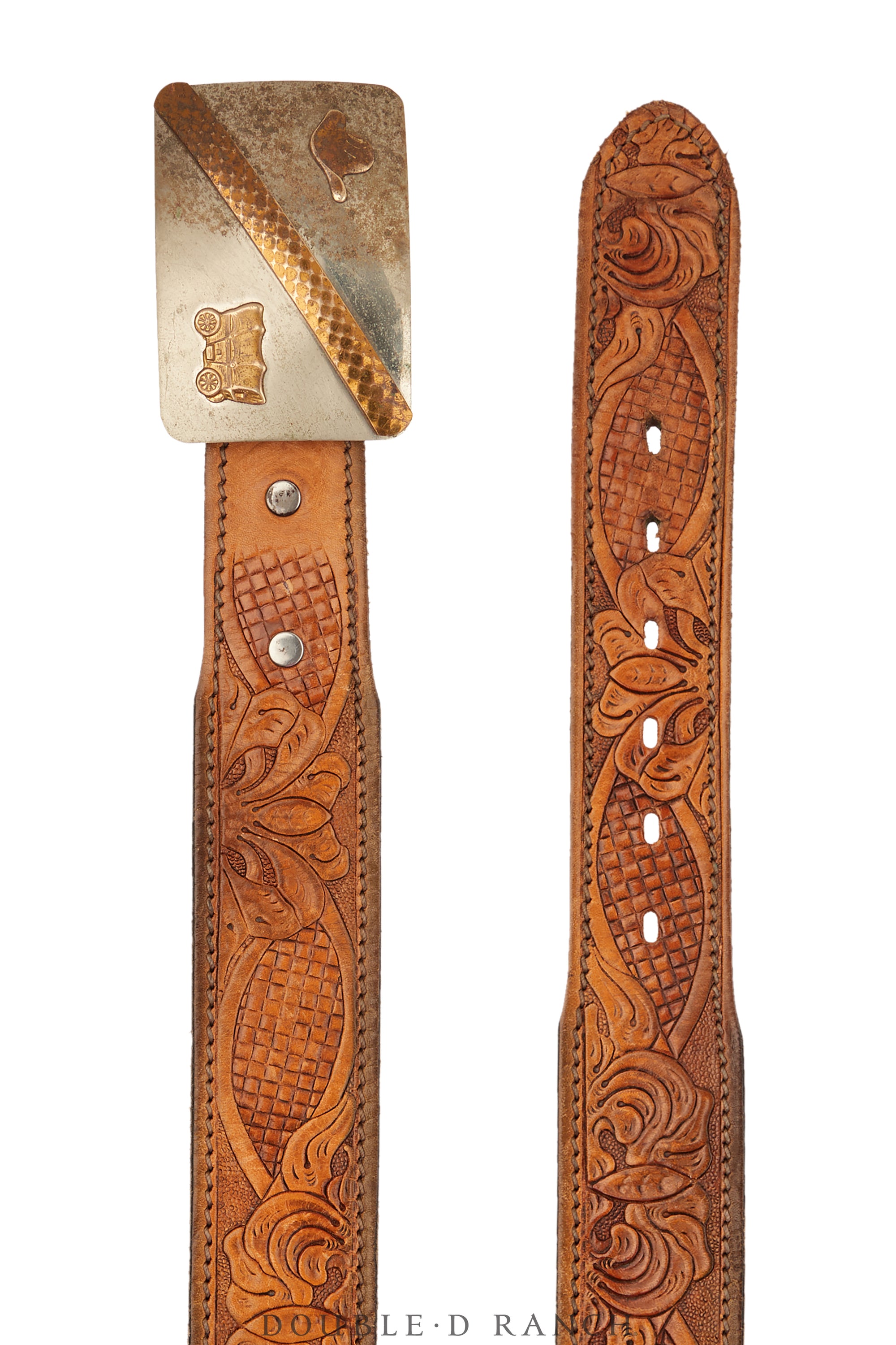 Belt, A Vintage, Buckle, Kitsch, Hat & Covered Wagon, Vintage, 903