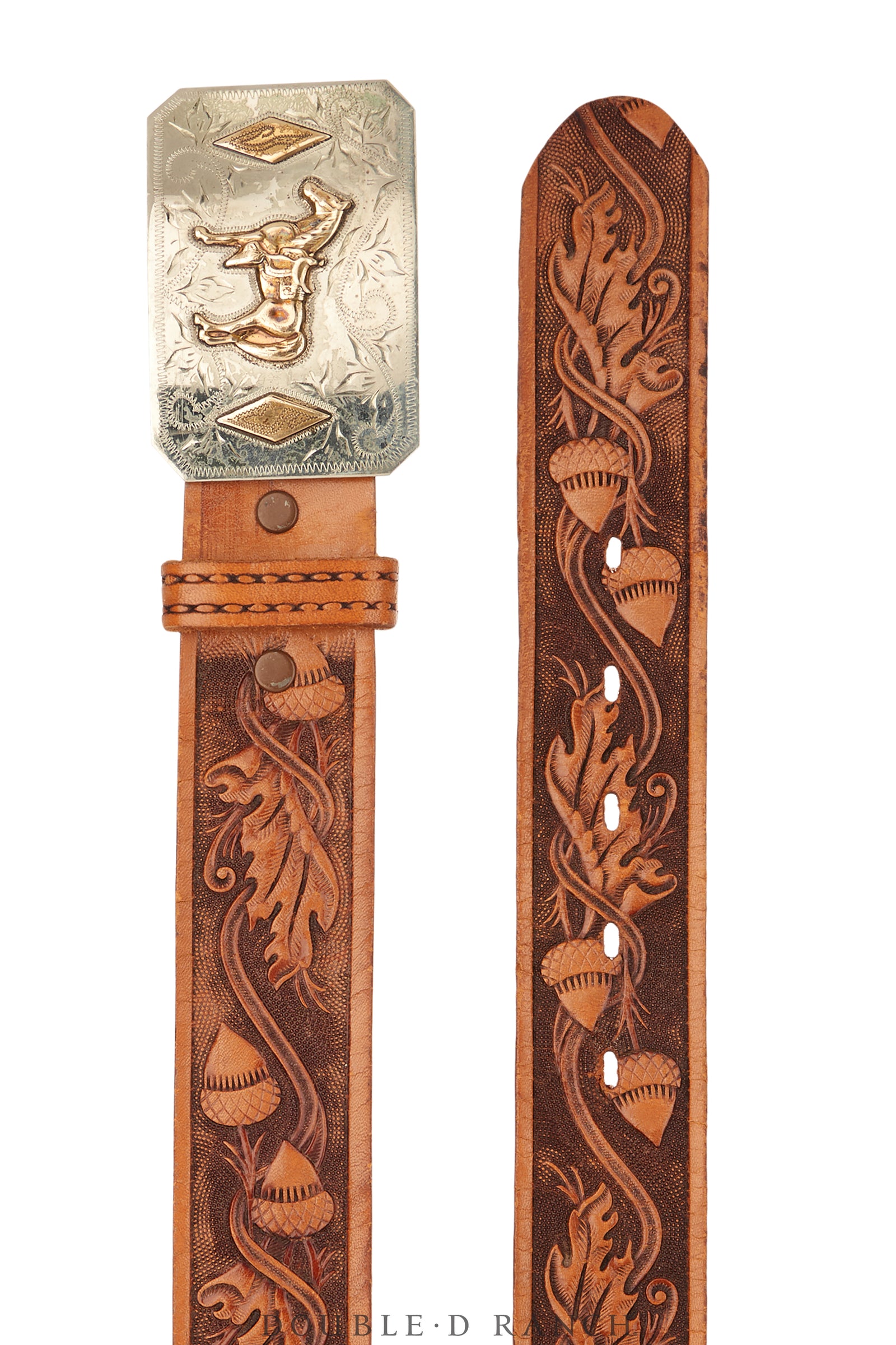 Belt, A Vintage, Buckle, Western, Parade Horse With Diamonds,  Hallmarks, Vintage, 904