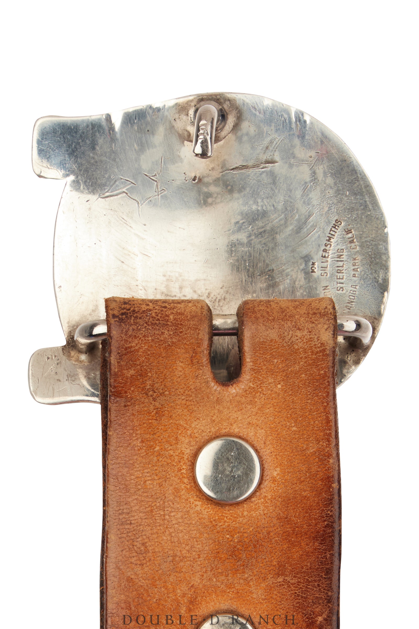 Belt, A Vintage, Buckle, Western, Horseshoe With Bucking Bronc, Hallmarks, Vintage, 907