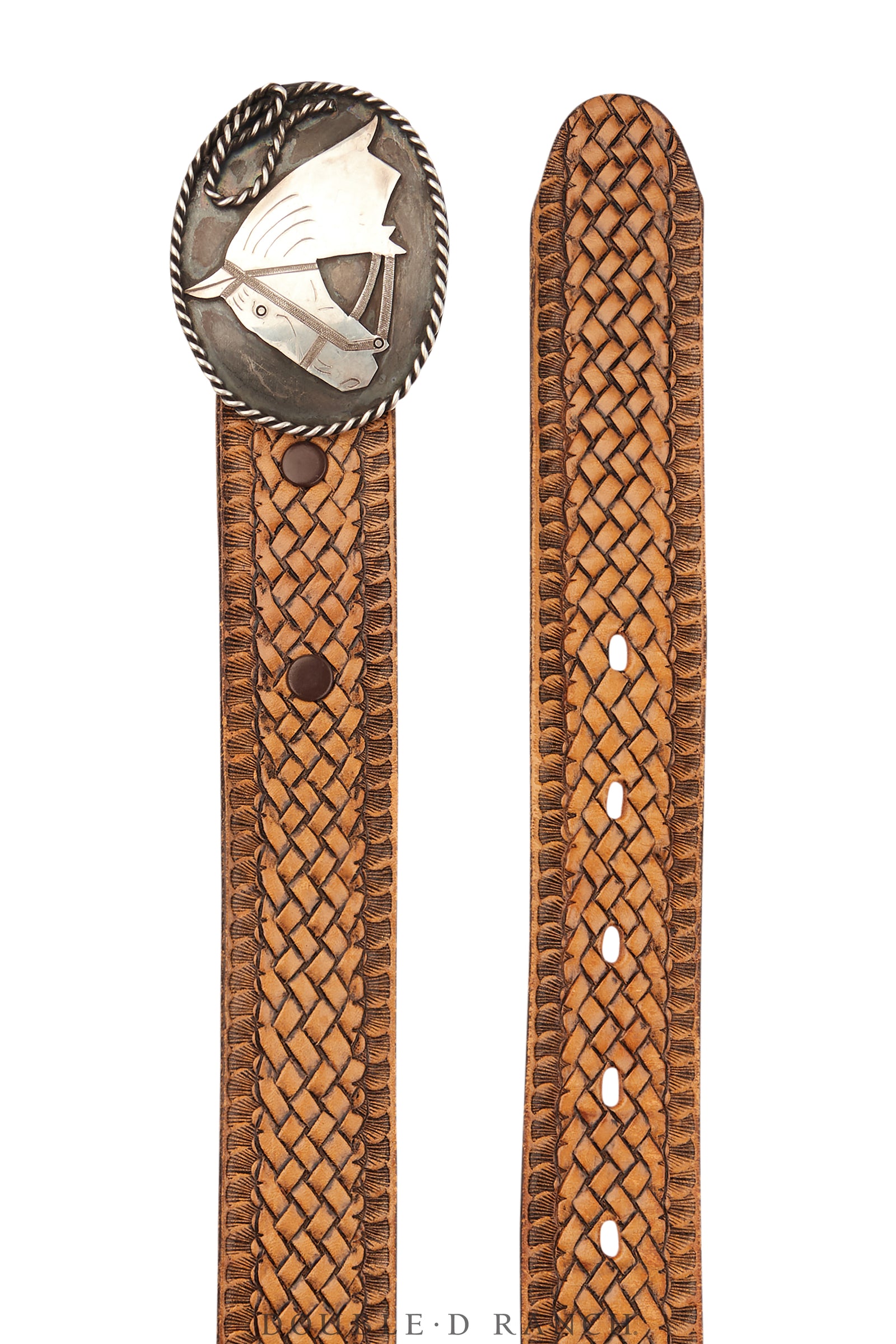 Belt, A Vintage, Buckle, Novelty, Horse Appliqué With Rope Border, Hallmark, Vintage, 911