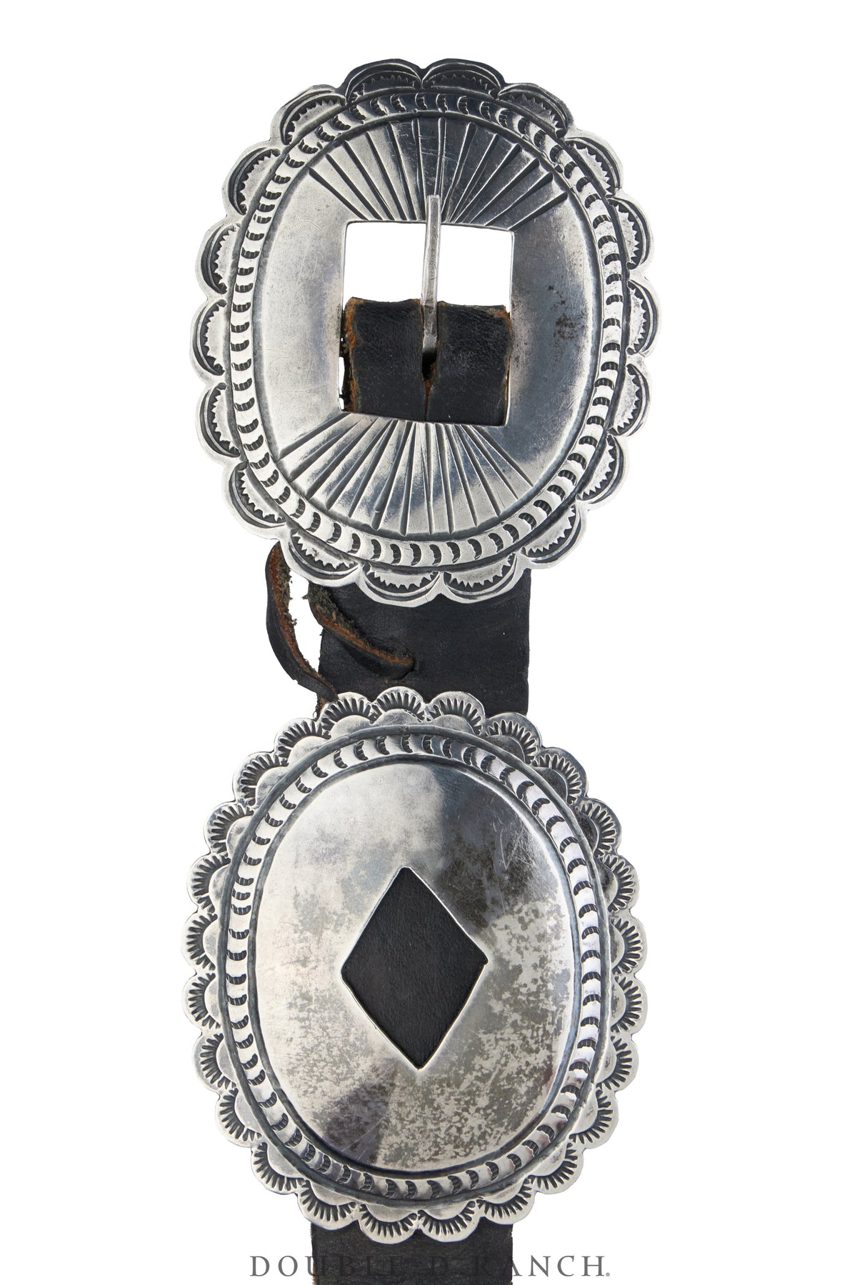 Belt, A Vintage, Concho, Sterling Silver, 1st Phase Style, Vintage, 924
