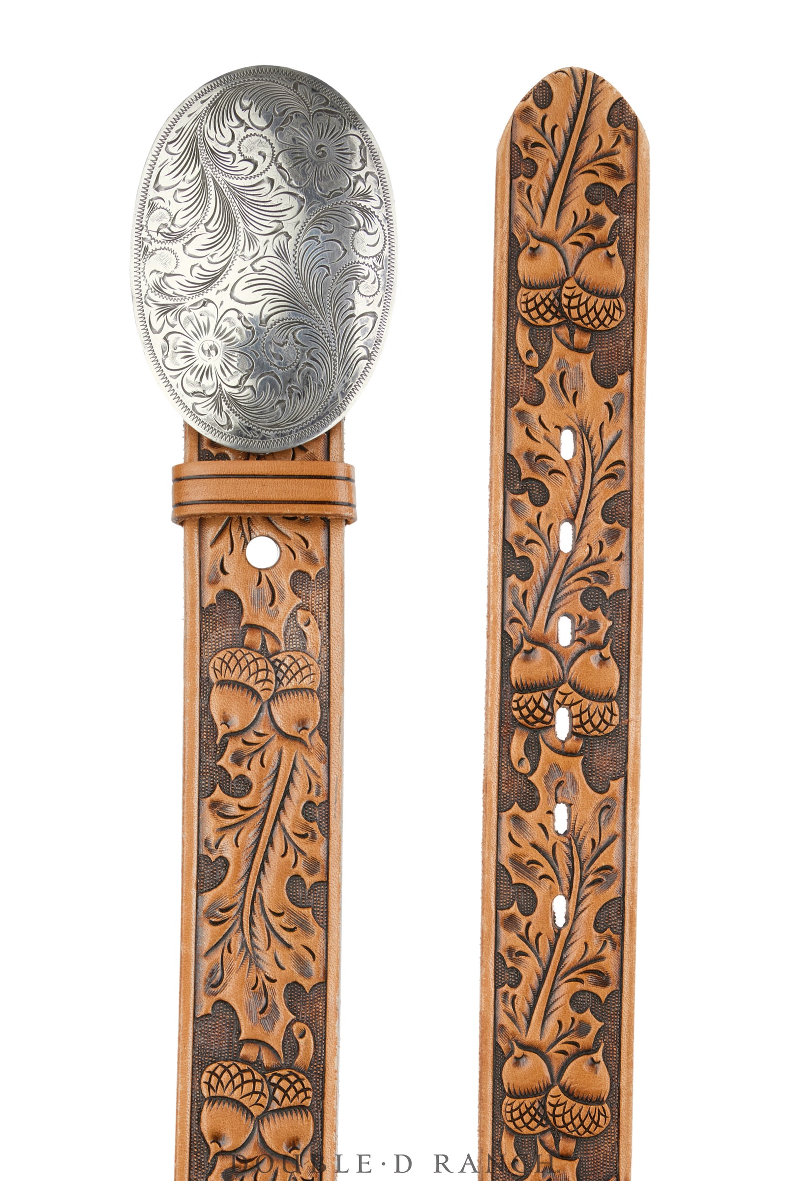 Belt, A Vintage, Buckle Western, Engraved, Floral Scroll, Hallmark, Vintage, 931