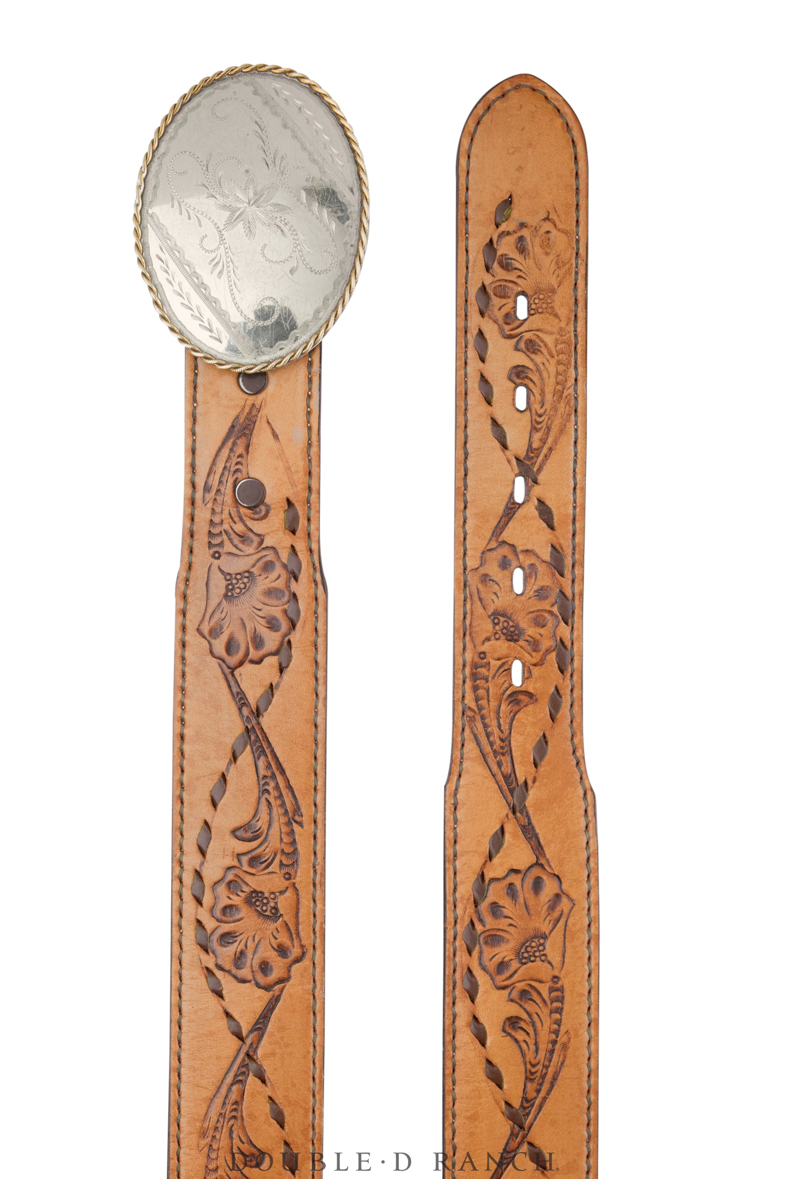 Belt, A Vintage, Buckle, Western, Engraved, Nickel Silver, Hallmark, Vintage, 952