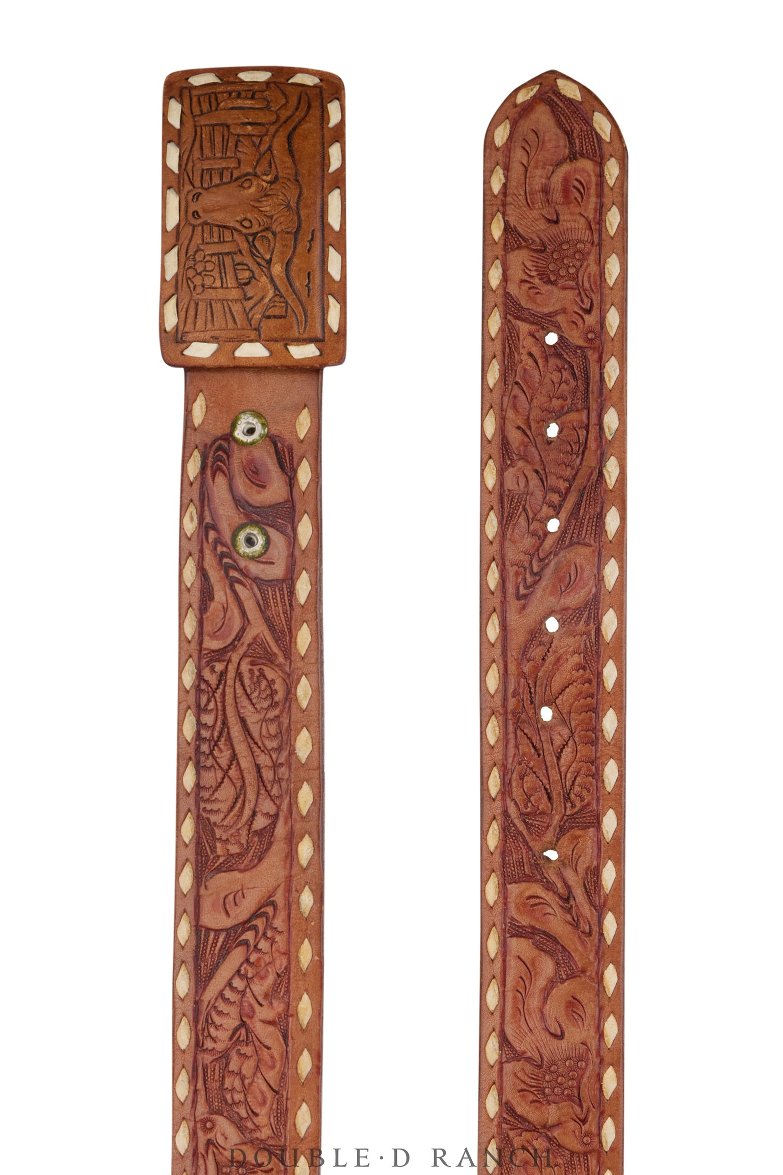 Belt, A Vintage, Buckle, Kitsch, Leather Longhorn, Vintage, 969