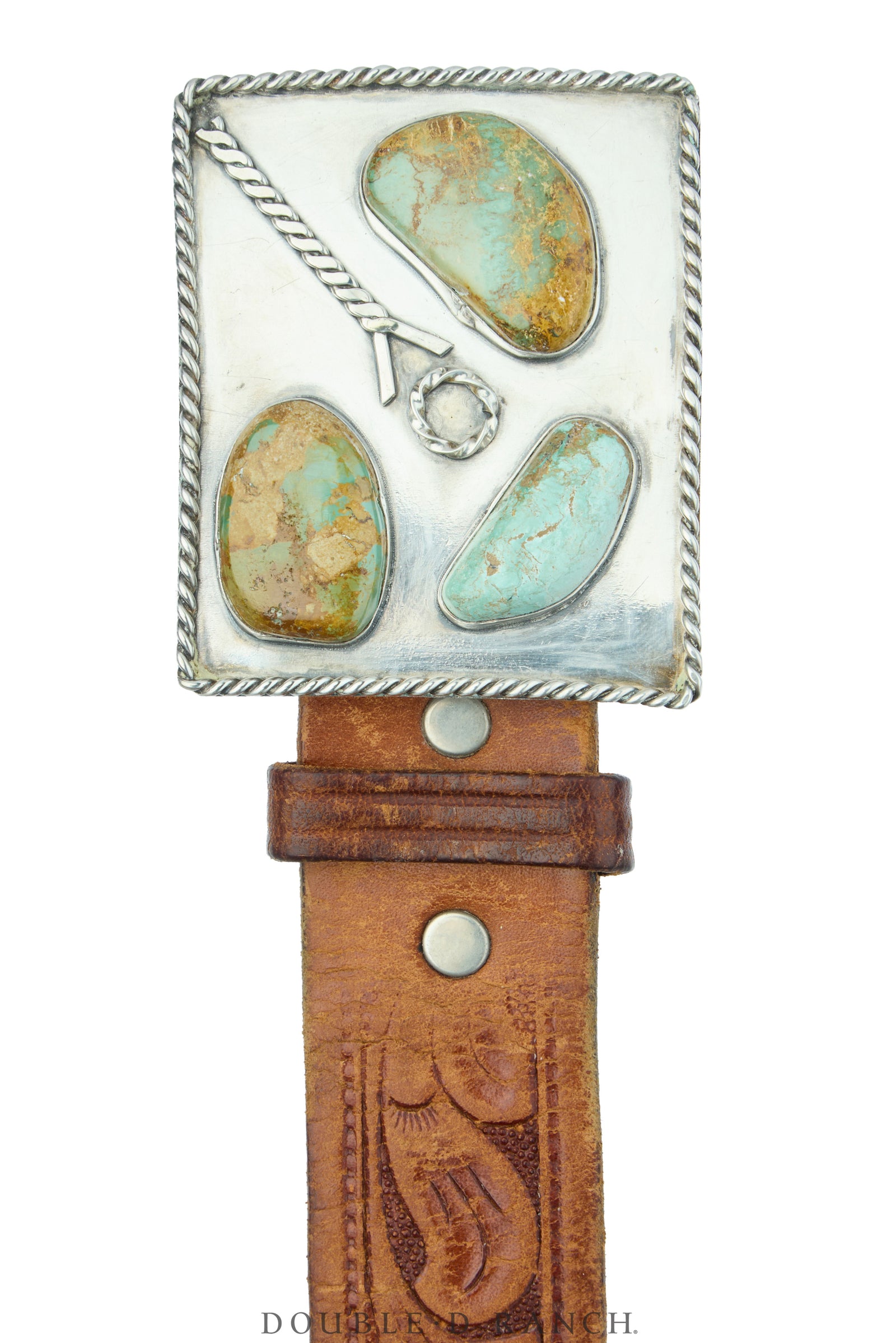 Belt, A Vintage, Buckle, Turquoise, Rope Detailing, Vintage, 999