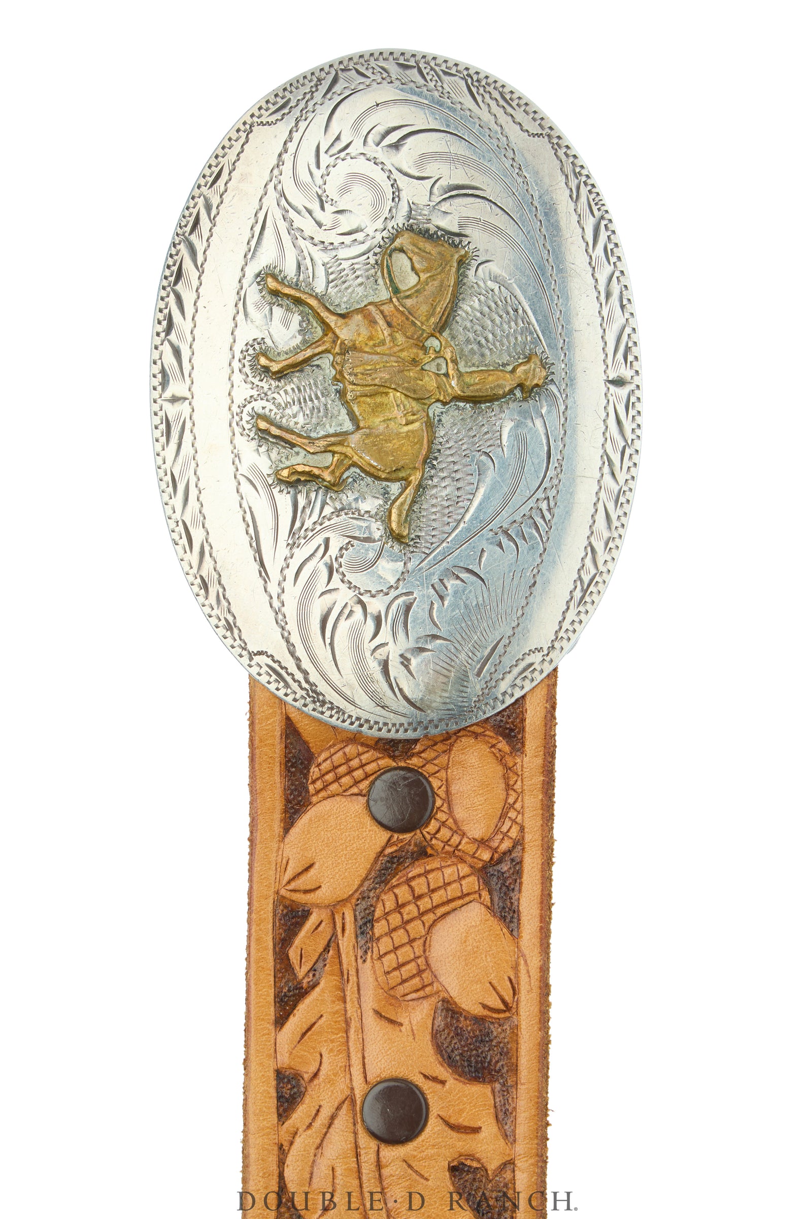 Belt, A Vintage, Buckle, Western, Hand Engraved, Hallmark, Vintage, 1001