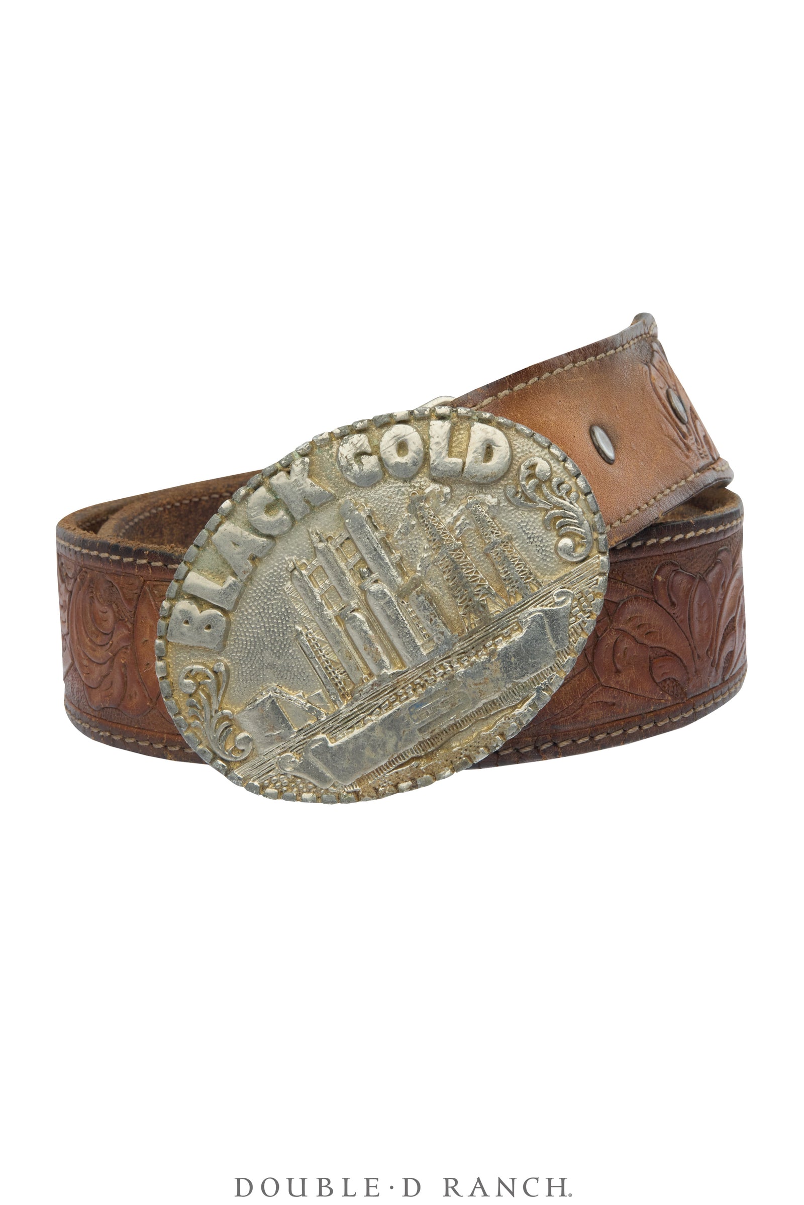 Belt, A Vintage, Buckle, Western, Roughneck Rodeo, Black Gold, Vintage, 1004