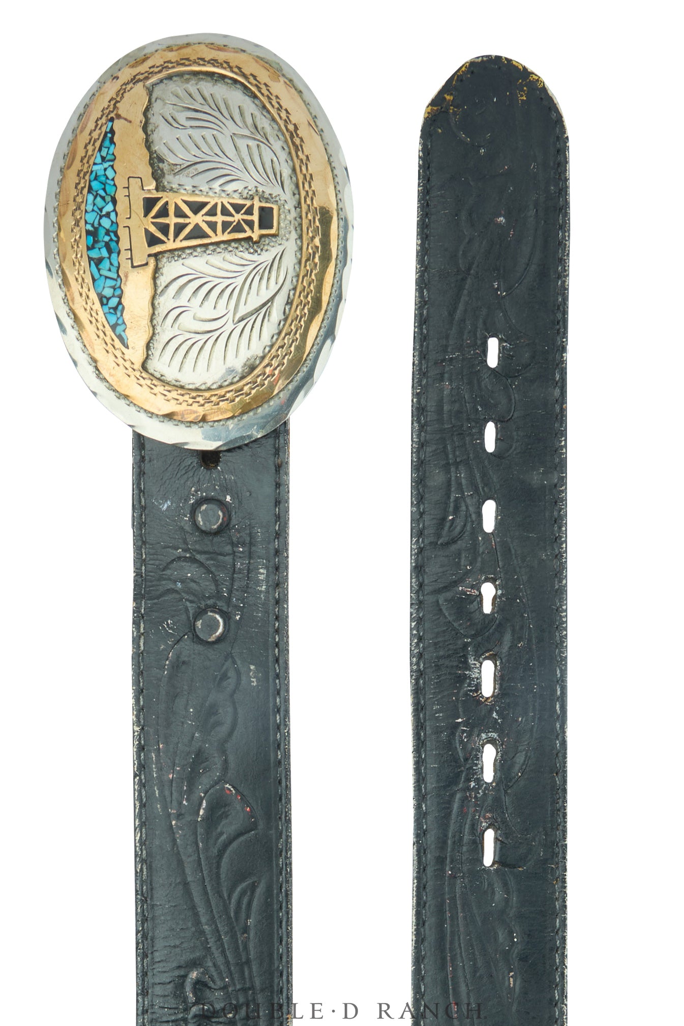 Belt, A Vintage, Buckle, Western, Roughneck Rodeo, Inlay, Vintage, 1005