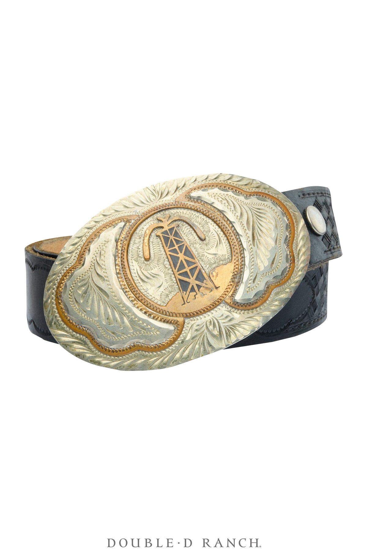 Belt, A Vintage, Buckle, Western, Roughneck Rodeo, Oil Derrick, Vintage, 1008