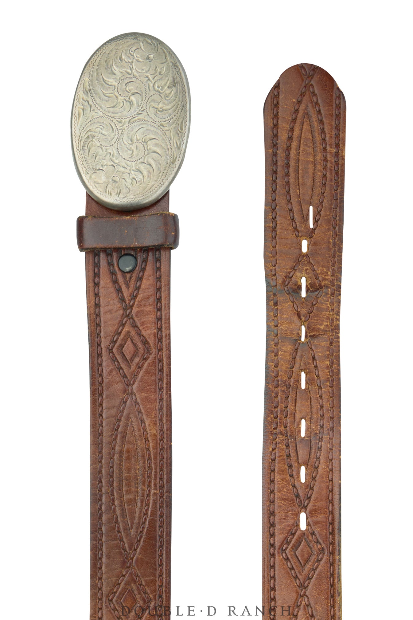 Belt, A Vintage, Buckle, Western, Sterling Silver, Engraved, Hallmark, Vintage, 1009