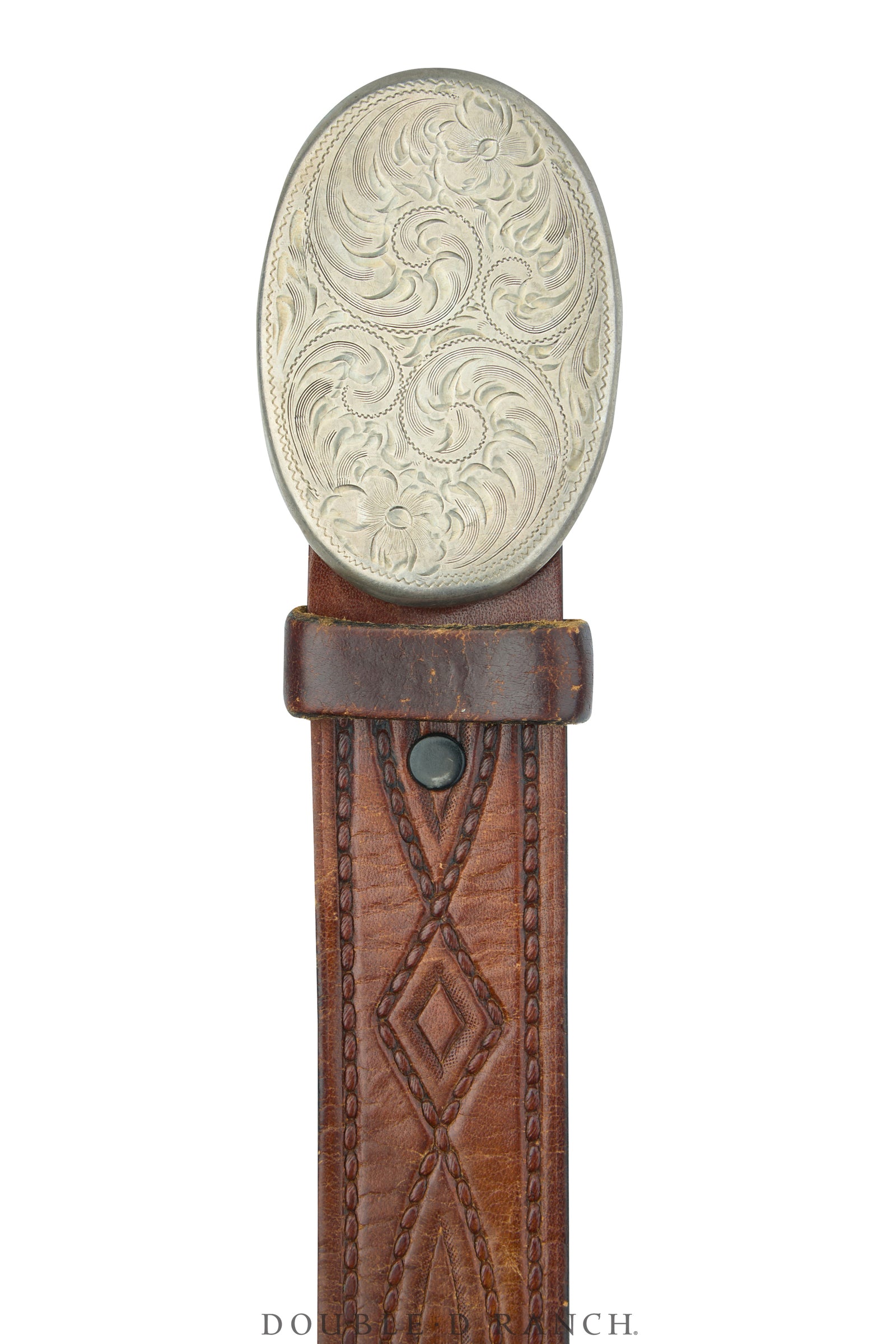 Belt, A Vintage, Buckle, Western, Sterling Silver, Engraved, Hallmark, Vintage, 1009