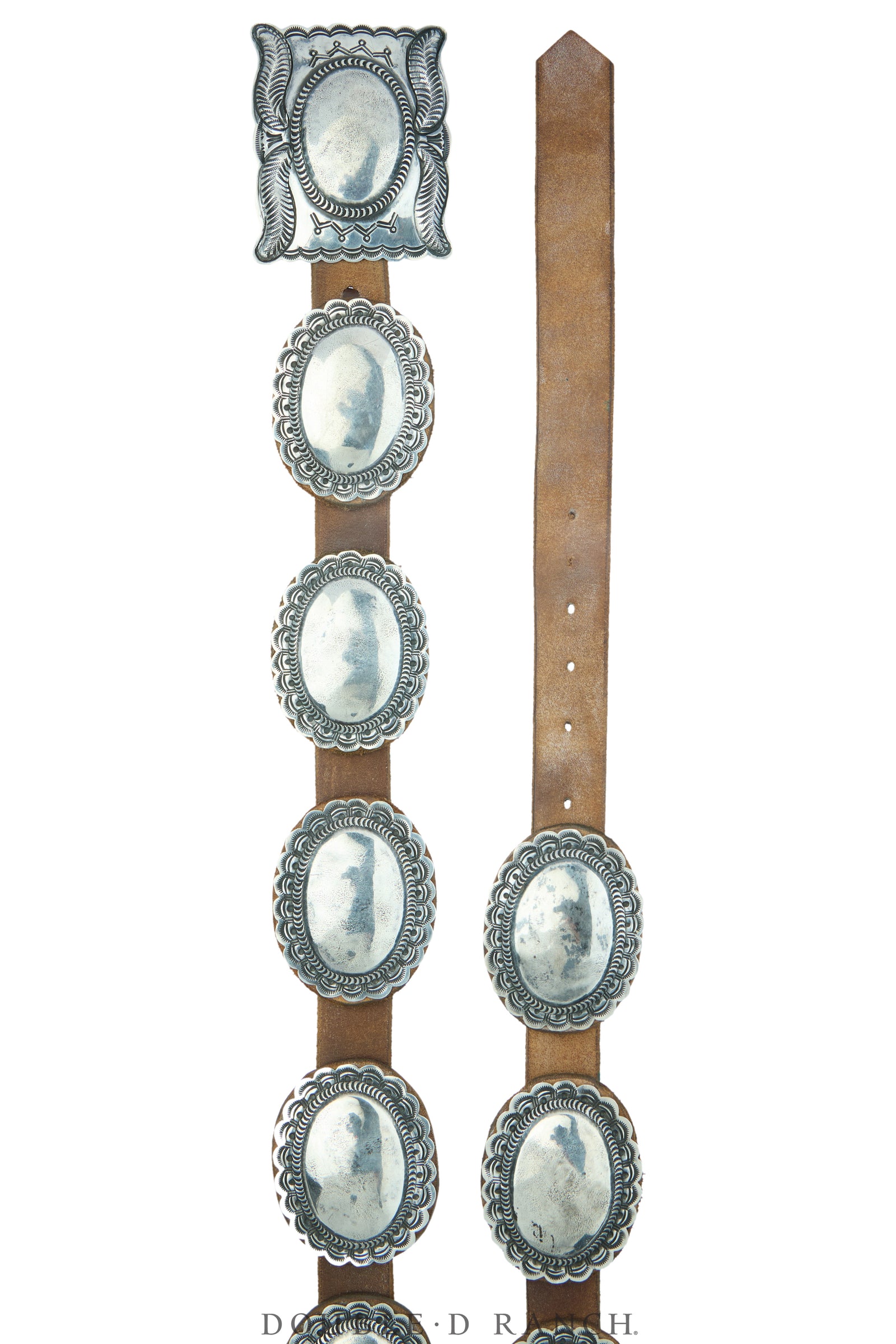 Belt, A Vintage, Concho, Sterling Silver, 2nd Phase Revival, Hallmark, Vintage, 1015