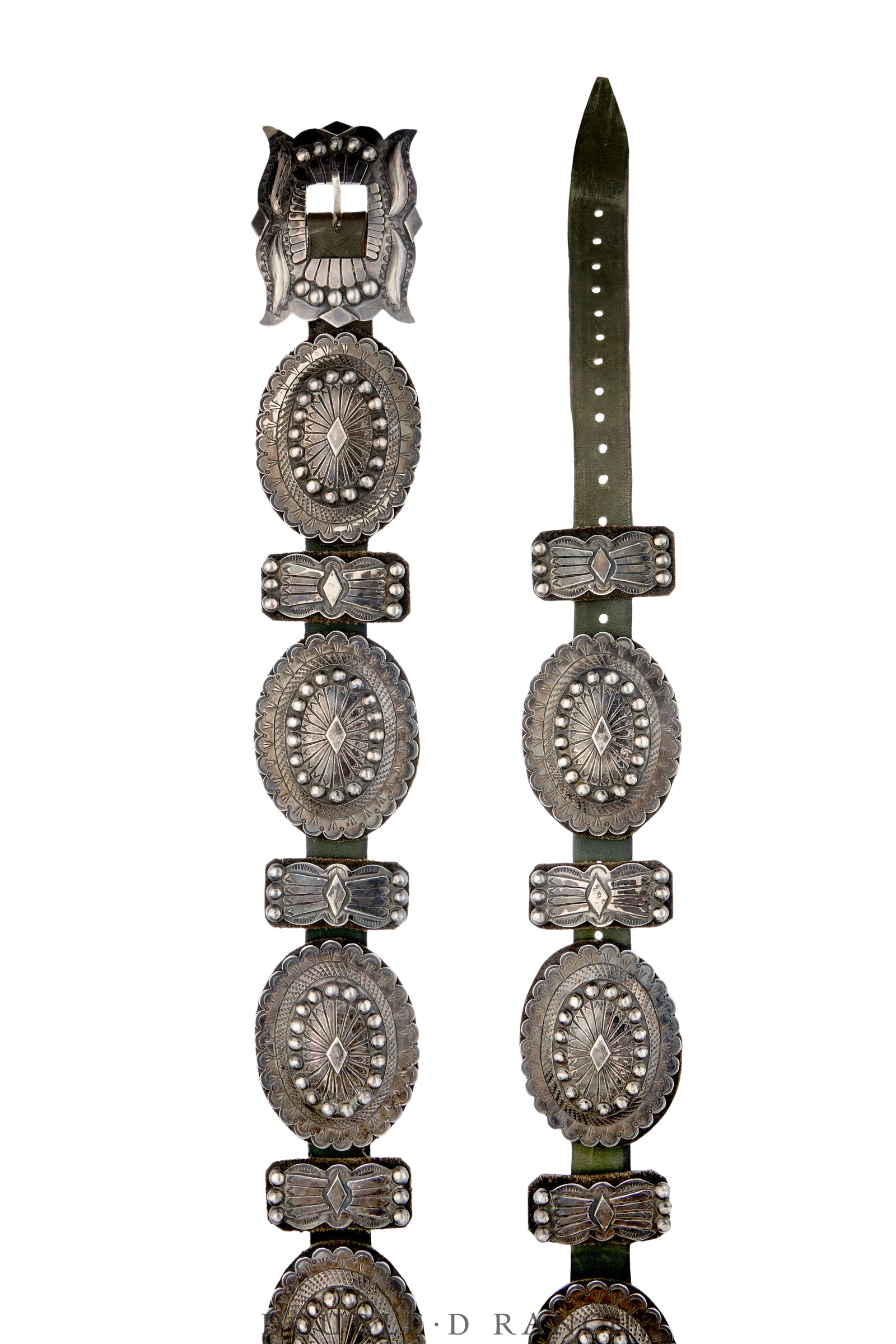 Belt, A Vintage, Concho, Sterling Silver, 2nd Phase, Heavy  Repouse, Hallmark, Vintage, 1169