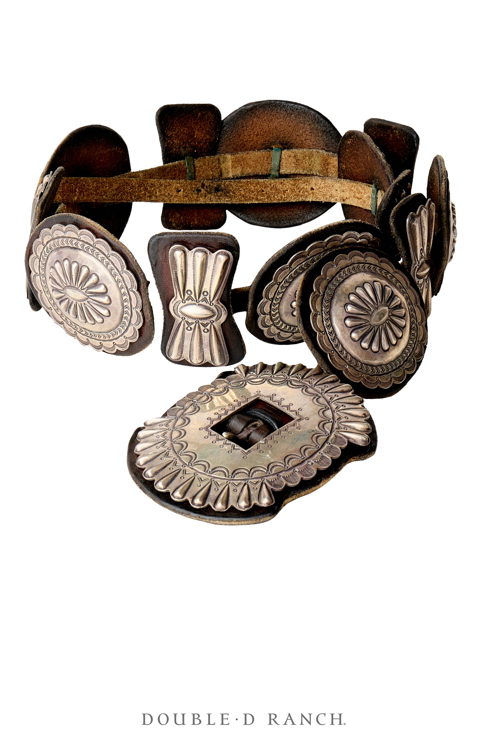 Belt, A Vintage, Concho, Sterling Silver, 2nd Phase, Heavy  Repouse, Hallmark, Vintage, 1169