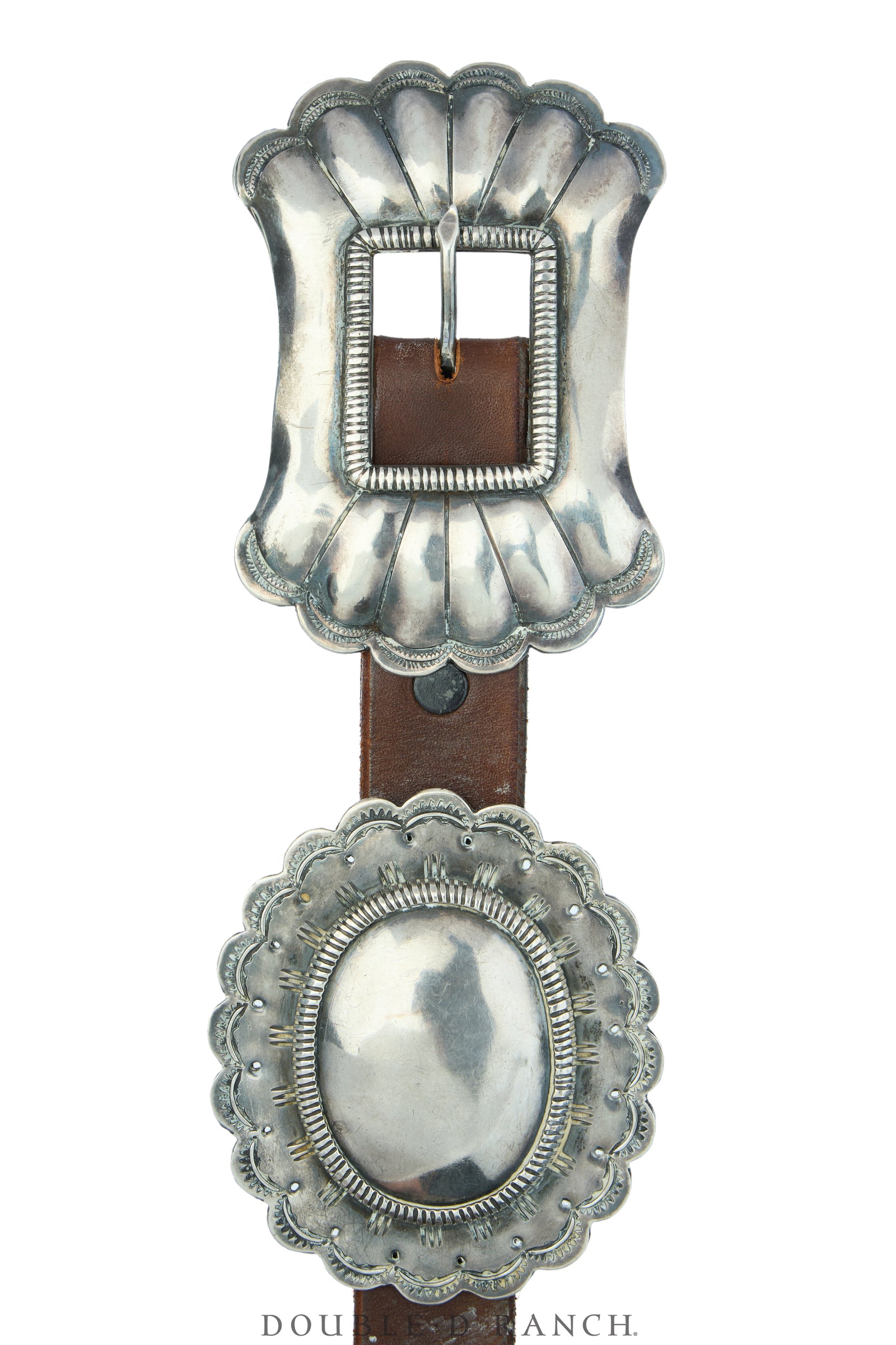 Belt, A Vintage, Concho, Sterling Silver, High Dome with Stampwork, Vintage, 1016