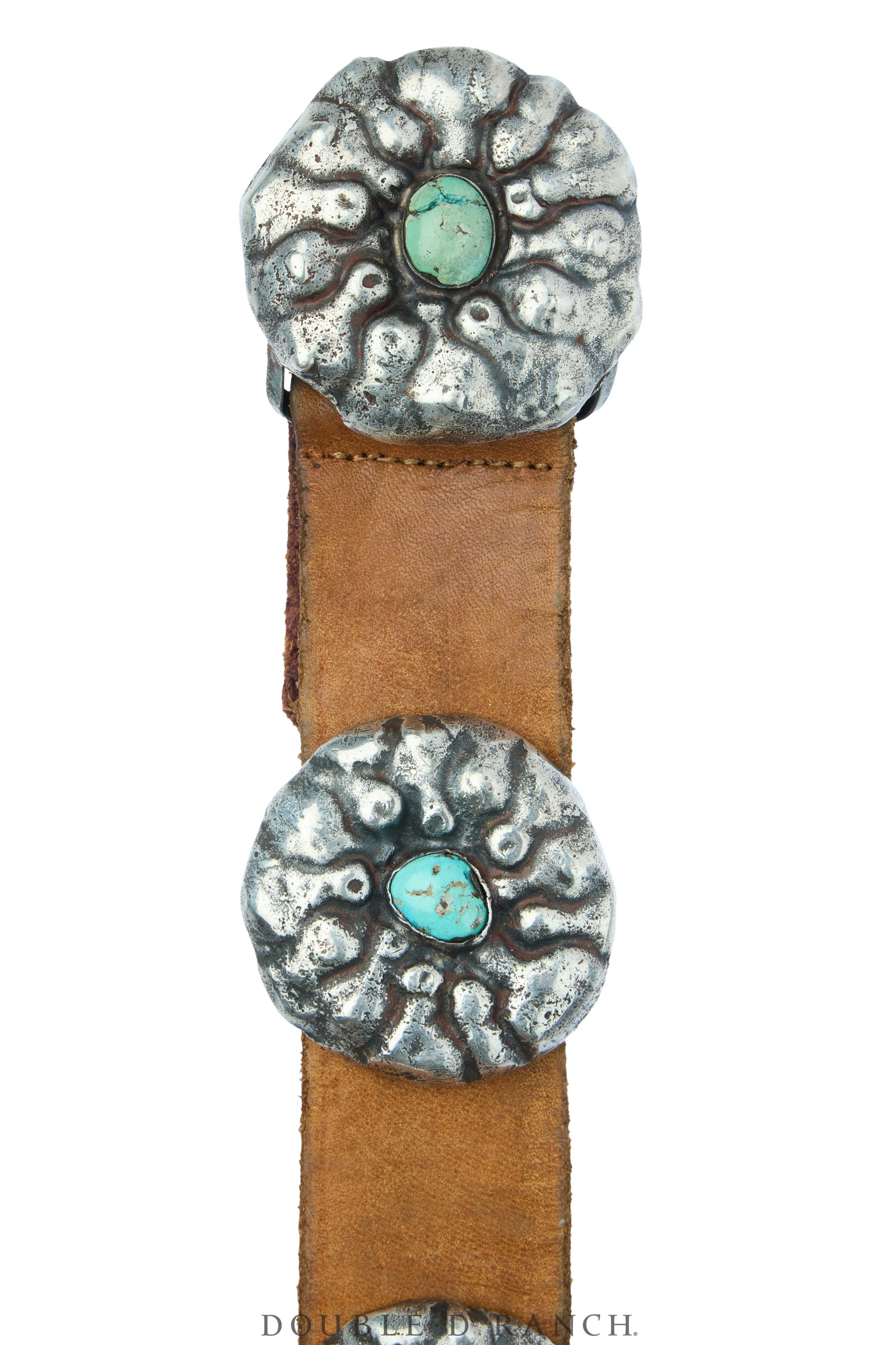 Belt, A Vintage, Concho, Turquoise, Cast Organic Shapes, Sans Hallmark, Vintage ‘40s, 1019