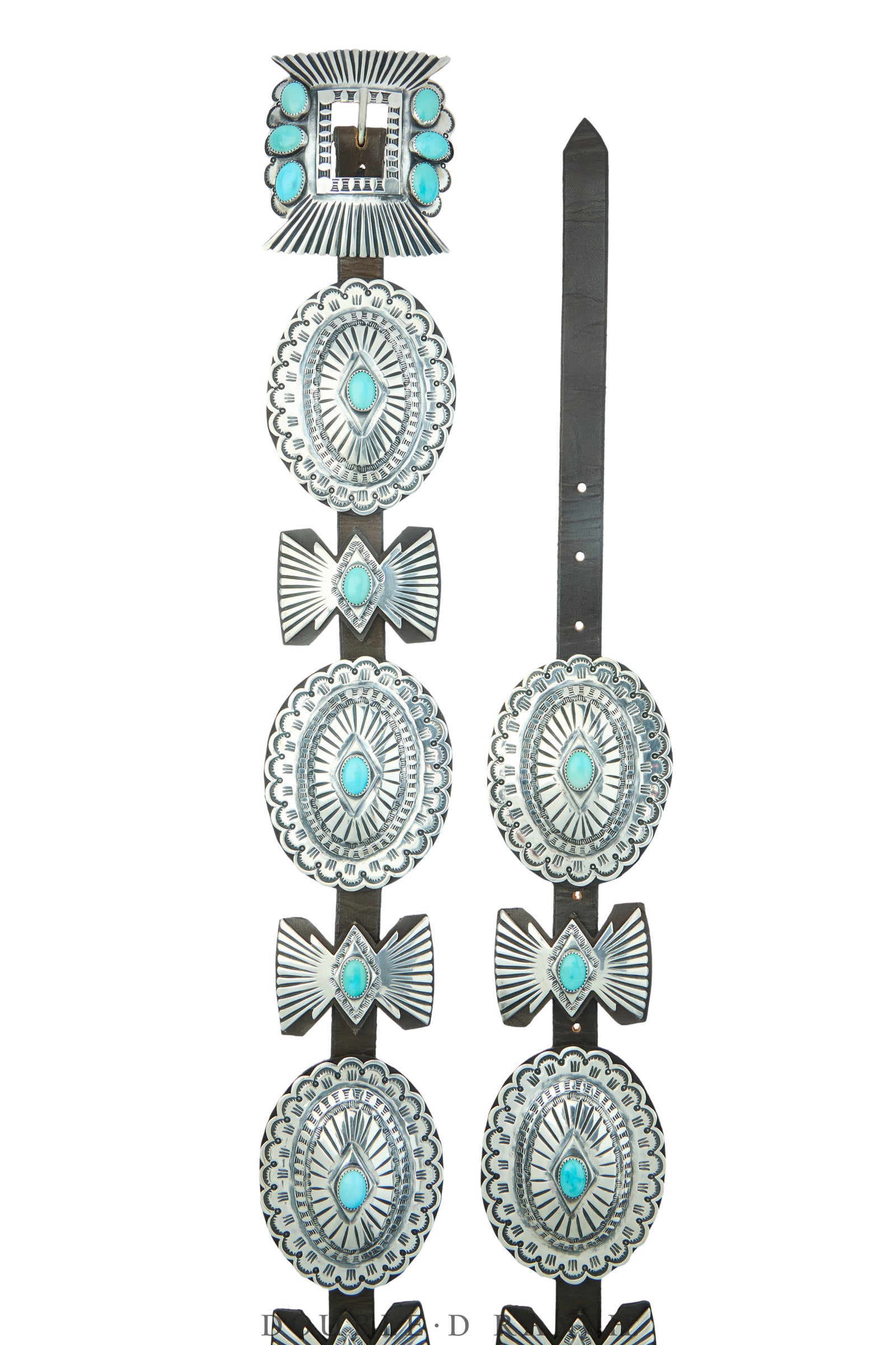 Belt, A Vintage, Concho, Turquoise, Stampwork, James Reid Hallmark, 5th Ave. Estate, Vintage, 1020