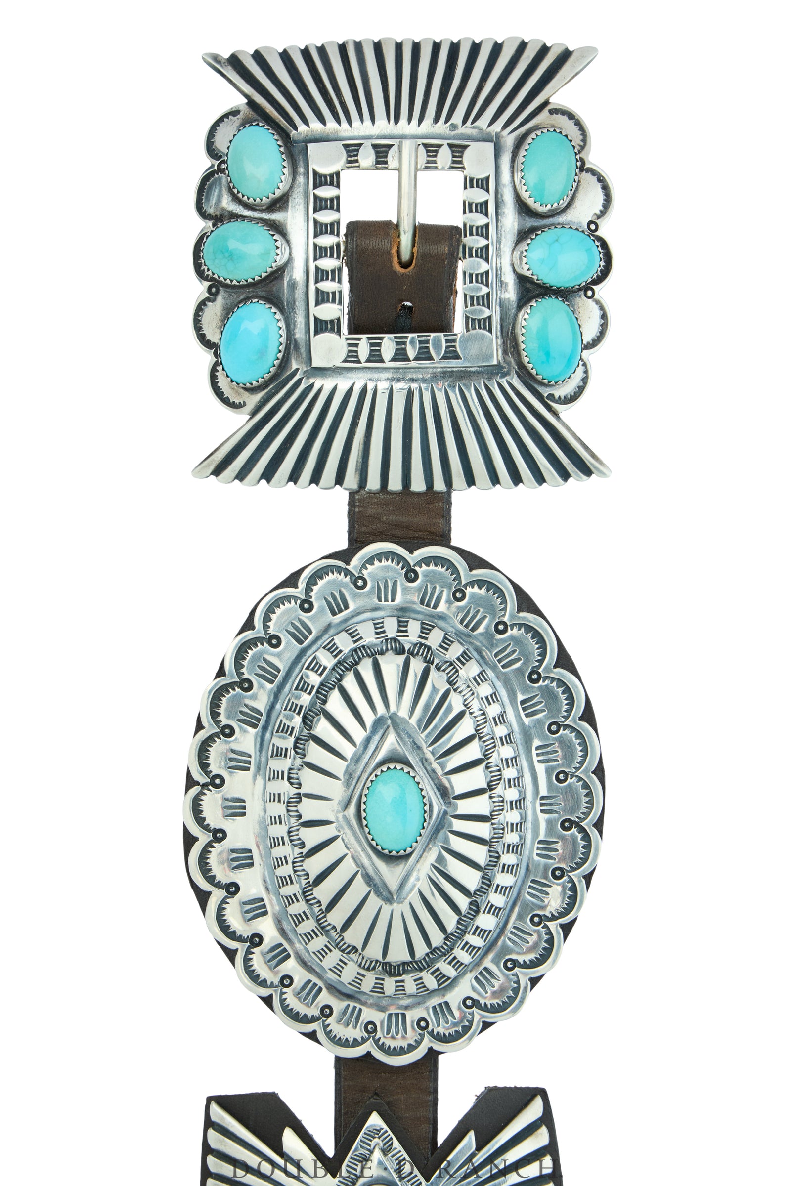 Belt, A Vintage, Concho, Turquoise, Stampwork, James Reid Hallmark, 5th Ave. Estate, Vintage, 1020