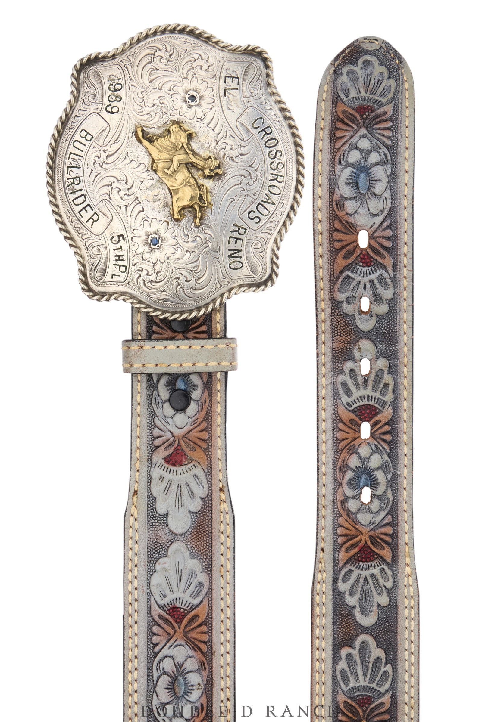 Belt, A Vintage, Buckle, Trophy, Bucking Bull, Crossroads, El Reno, Vintage, 1265