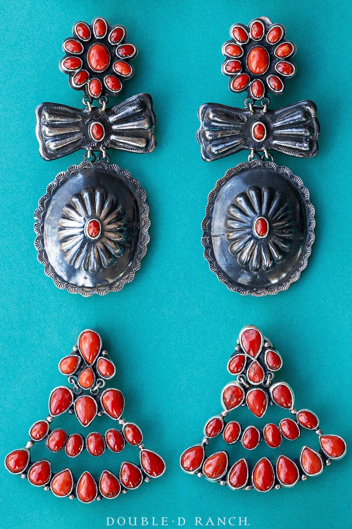 Earrings, Federico, Fan, Coral, Hallmark, Contemporary, 1912