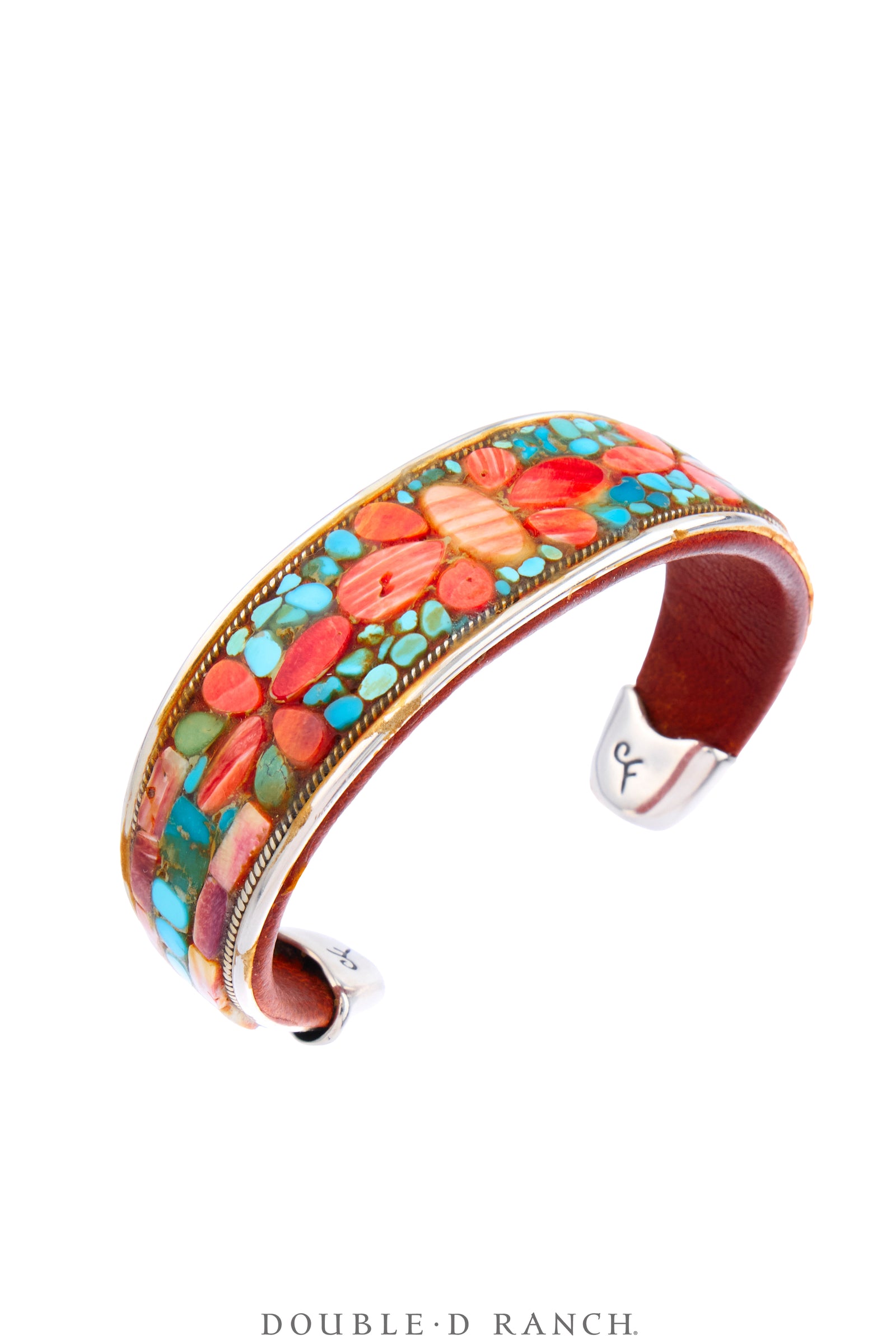 Cuff, Inlay, Turquoise, Leather Lined, Artisan, Charlie Favour, Contemporary, 4339