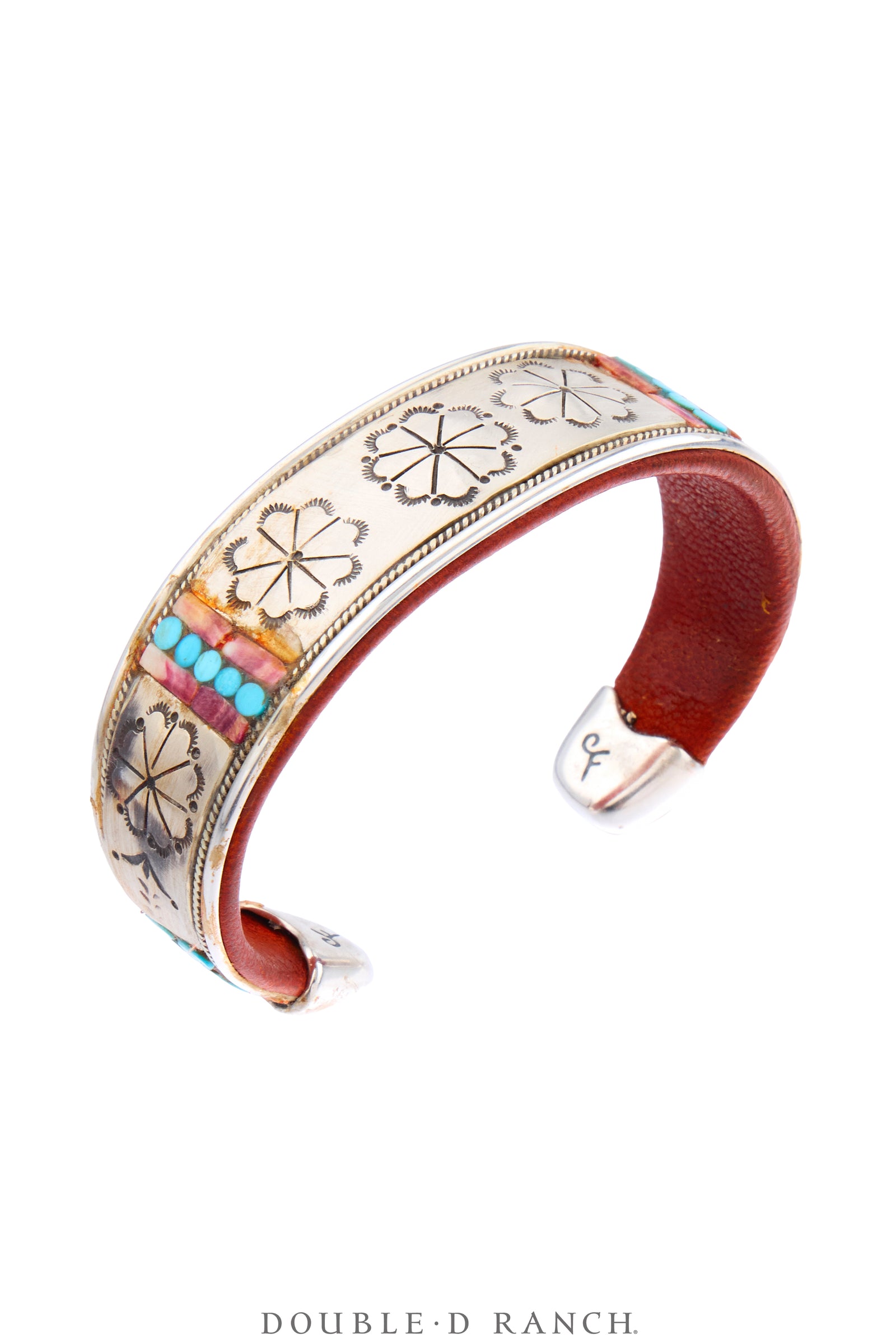 Cuff, Inlay, Turquoise, Leather Lined, Artisan, Charlie Favour, Contemporary, 4338