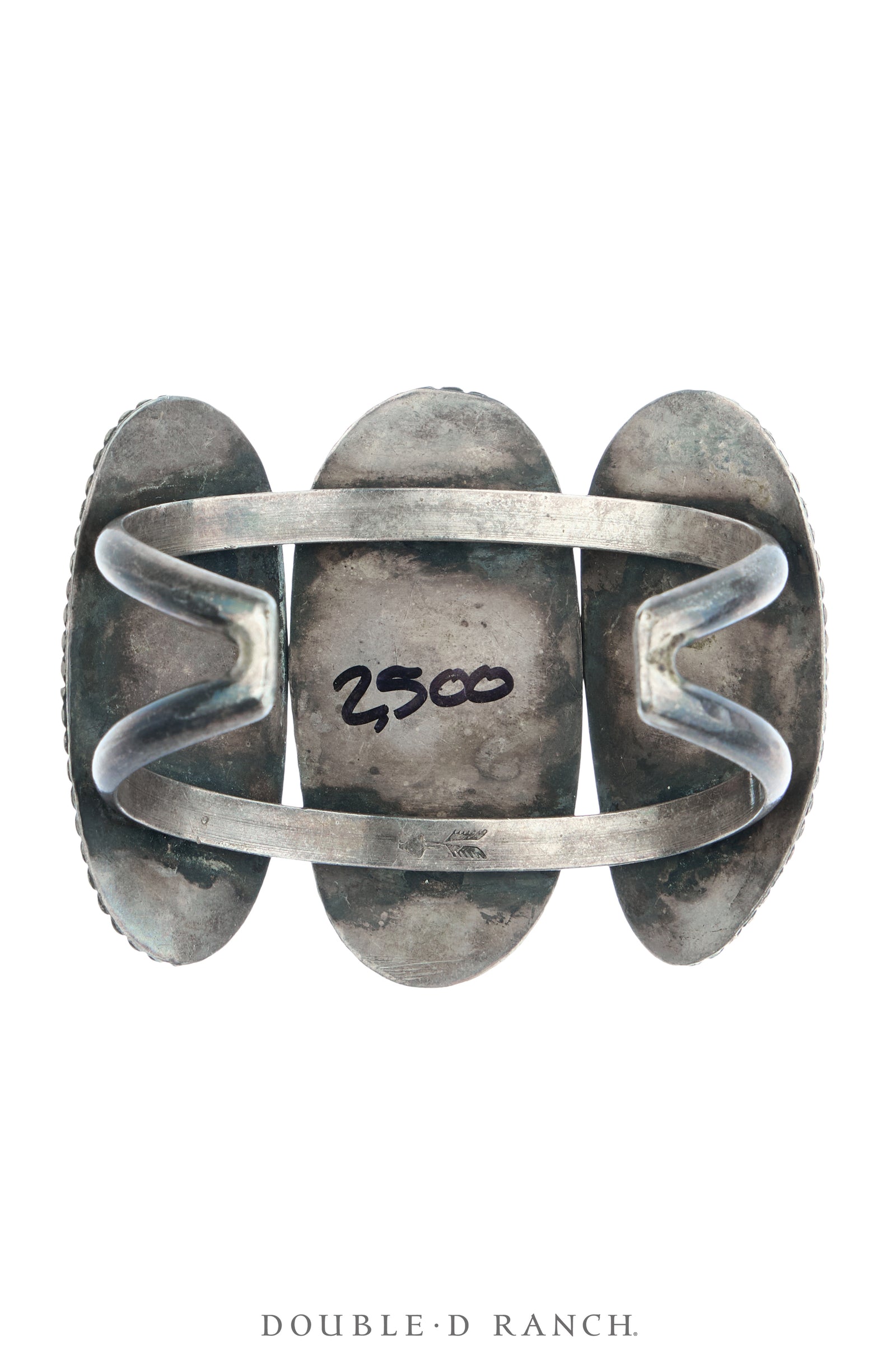 Cuff, Natural Stone, Turquoise With Black Matrix, Triple Stone, Vintage ‘40s, 4276