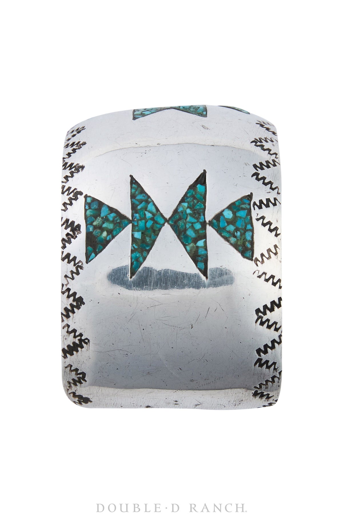 Cuff, Chip Inlay, Turquoise &amp; Coral, Geometric, Vintage, 3731