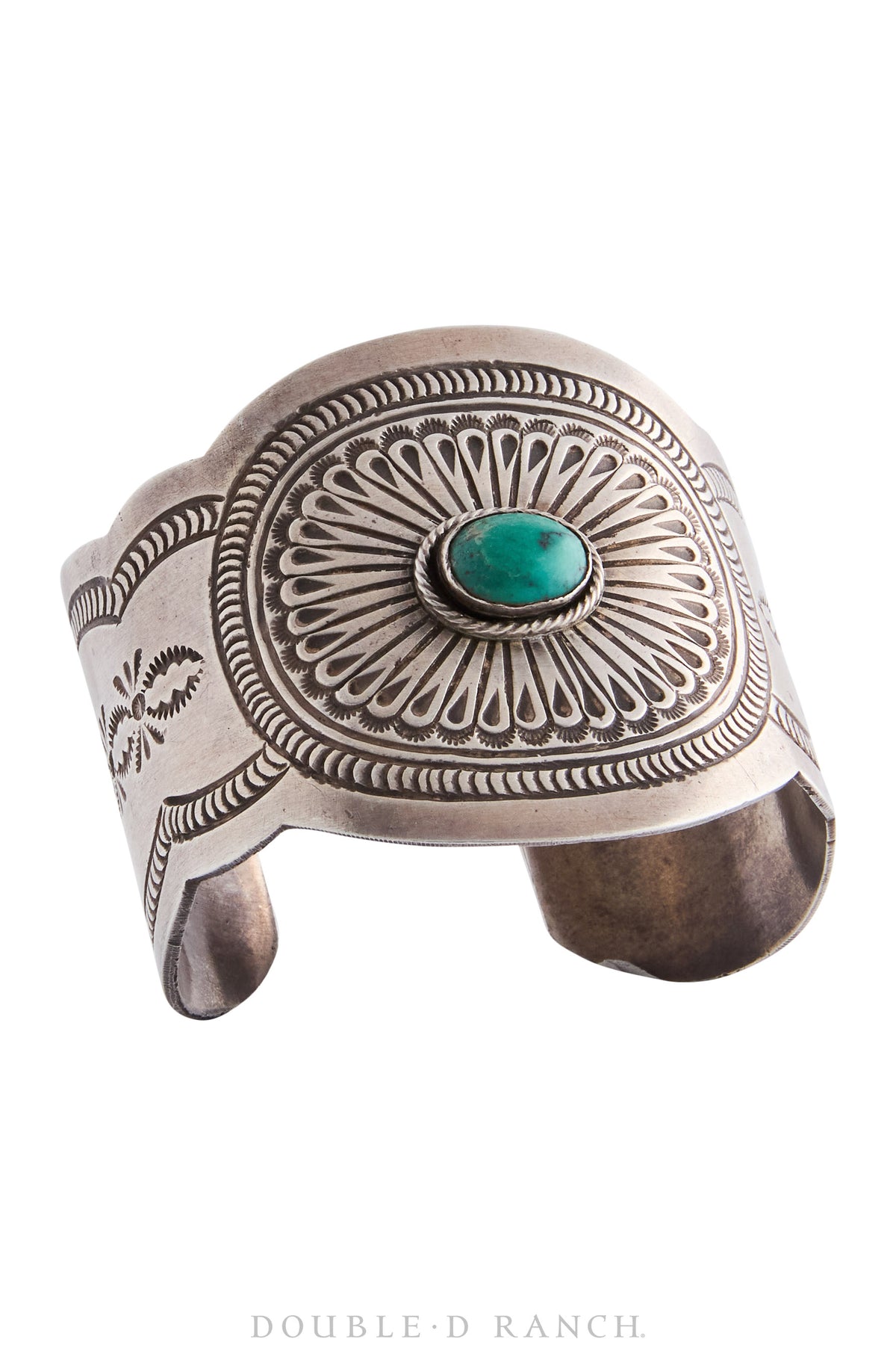 Cuff, Natural Stone, Turquoise, Stampwork, Hallmark, Vintage, 3689