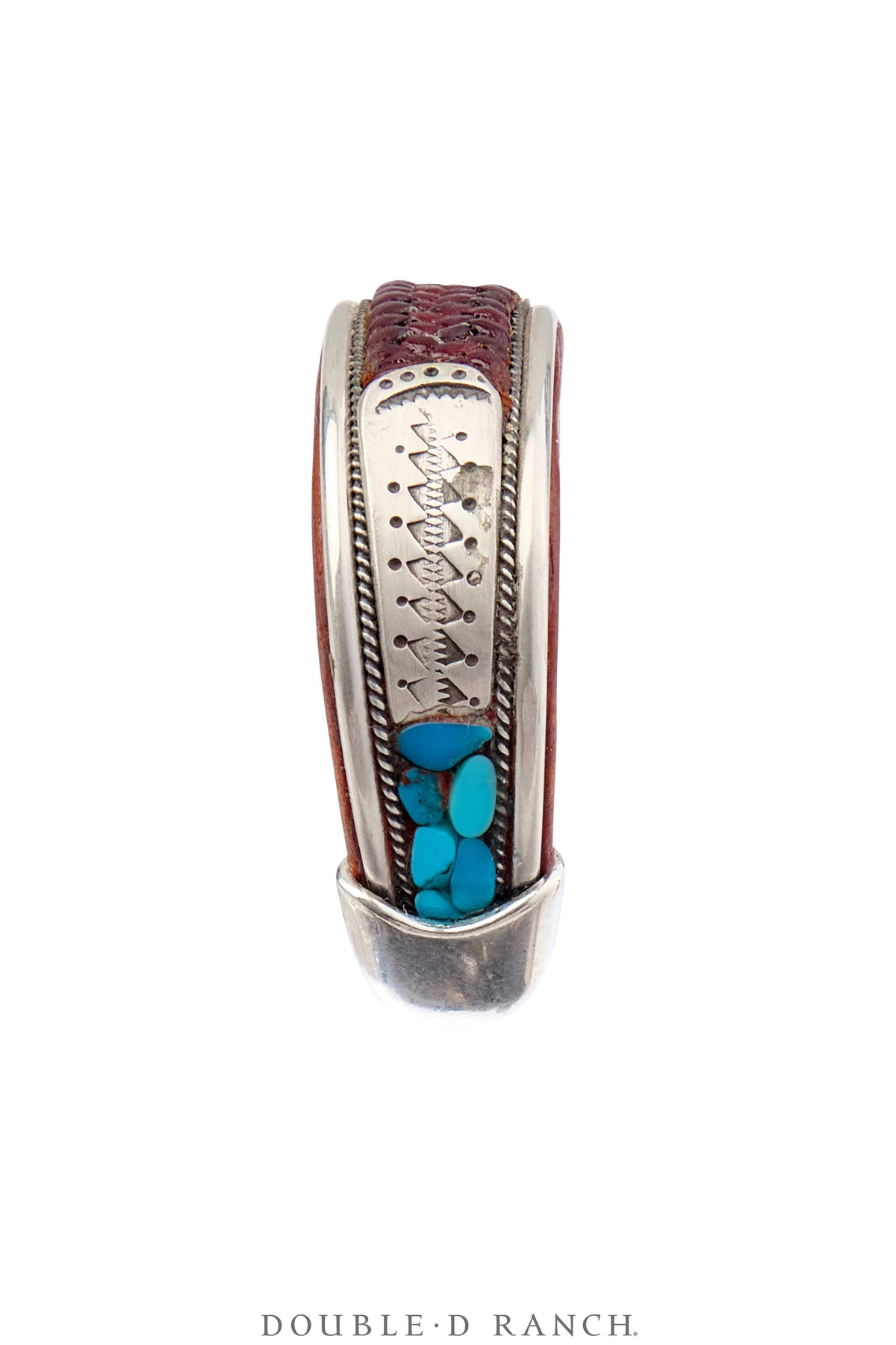 Cuff, Leather & Turquoise, Leather Lined, Charlie Favor, Hallmark, Contemporary, 3460E