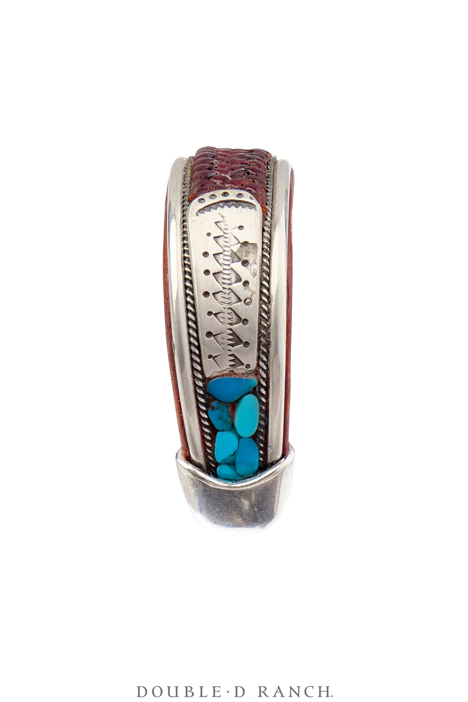 Cuff, Leather & Turquoise, Leather Lined, Charlie Favor, Hallmark, Contemporary, 3460E