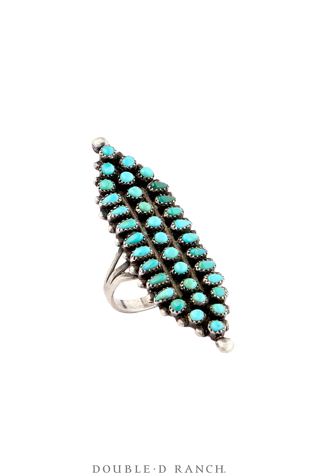 Ring, Cluster, Turquoise, Zuni Needlepoint, Hallmarked, Vintage, 1883