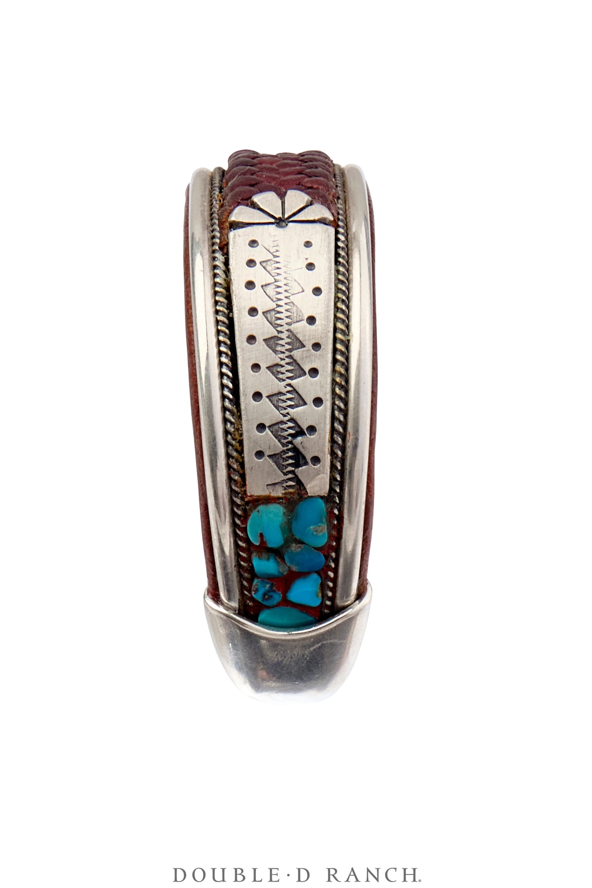 Cuff, Leather & Turquoise, Leather Lined, Charlie Favor, Hallmark, Contemporary, 3460D