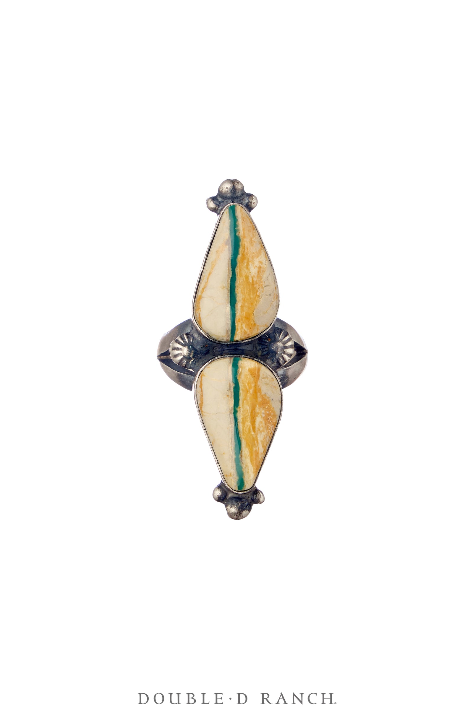 Ring, Double Stone, Turquoise, Boulder Ribbon Mine, Hallmark, Contemporary, 1867