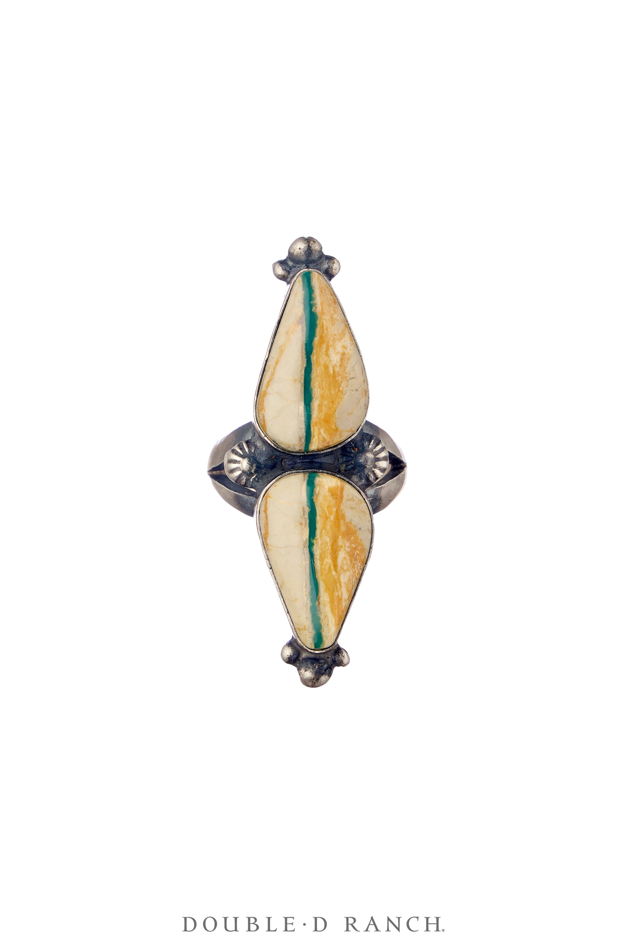 Ring, Double Stone, Turquoise, Boulder Ribbon Mine, Hallmark, Contemporary, 1867