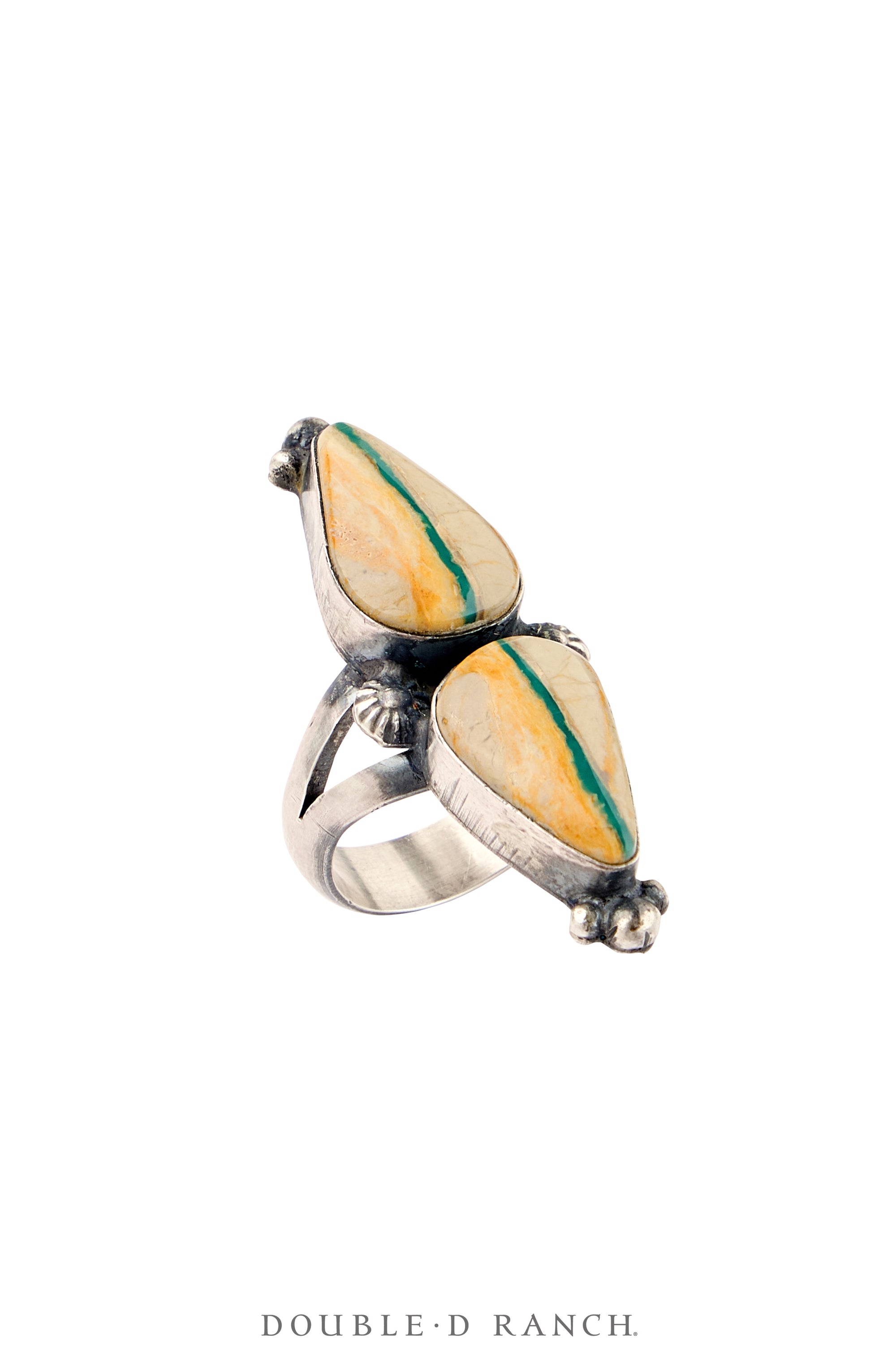 Ring, Double Stone, Turquoise, Boulder Ribbon Mine, Hallmark, Contemporary, 1867