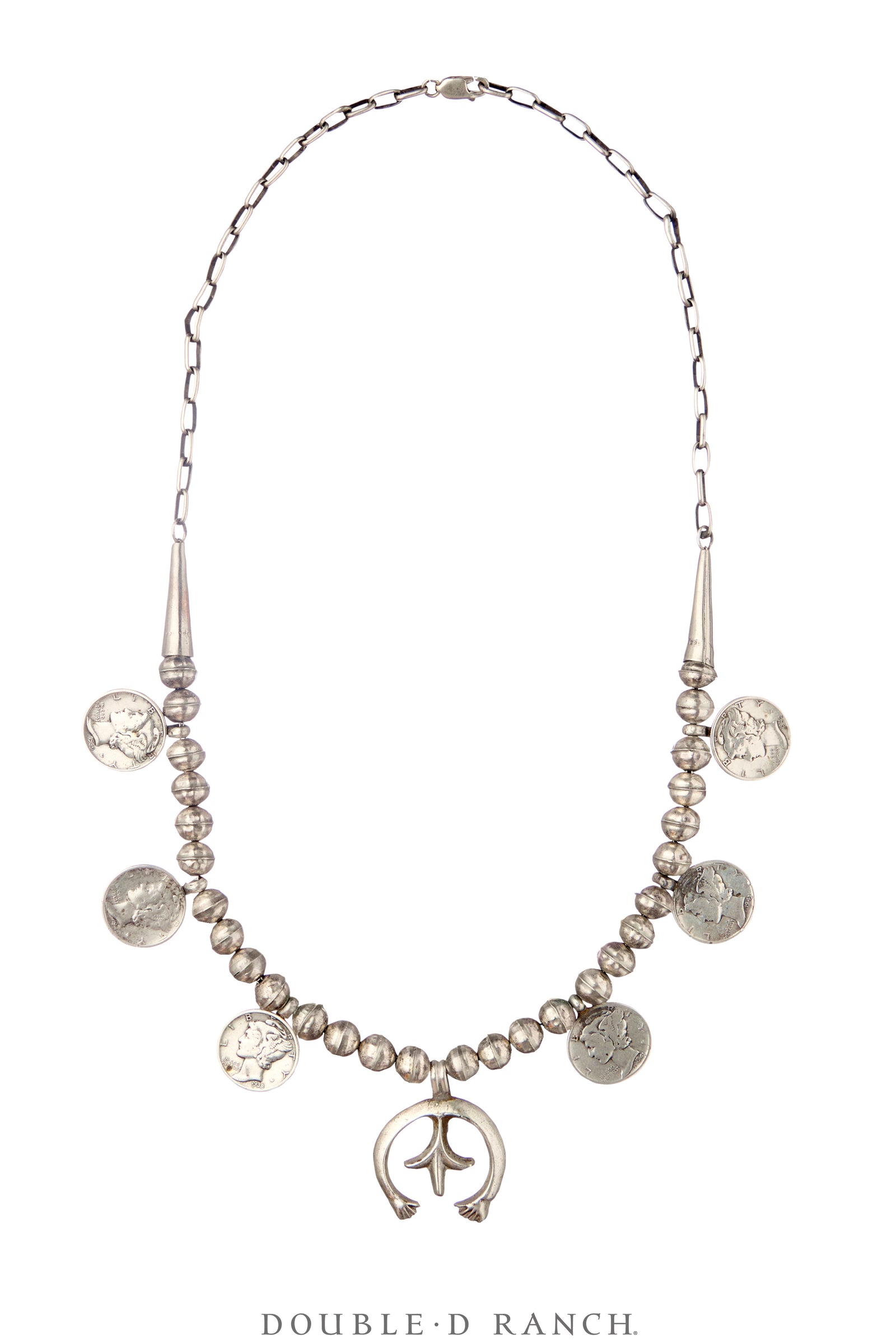 Necklace, Statement, Liberty Dime Coin, Sterling Silver, Vintage, 3675