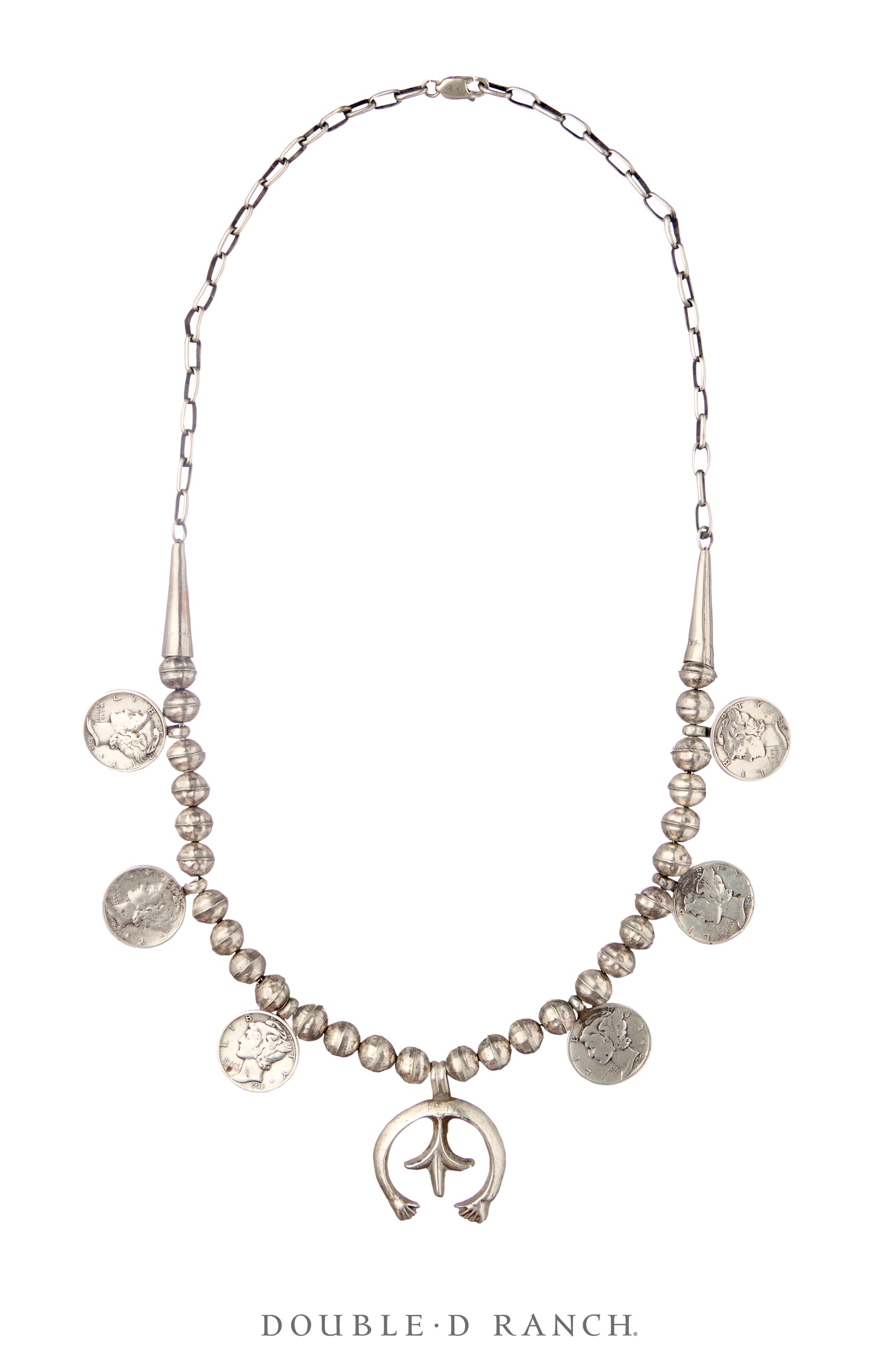 Necklace, Statement, Liberty Dime Coin, Sterling Silver, Vintage, 3675