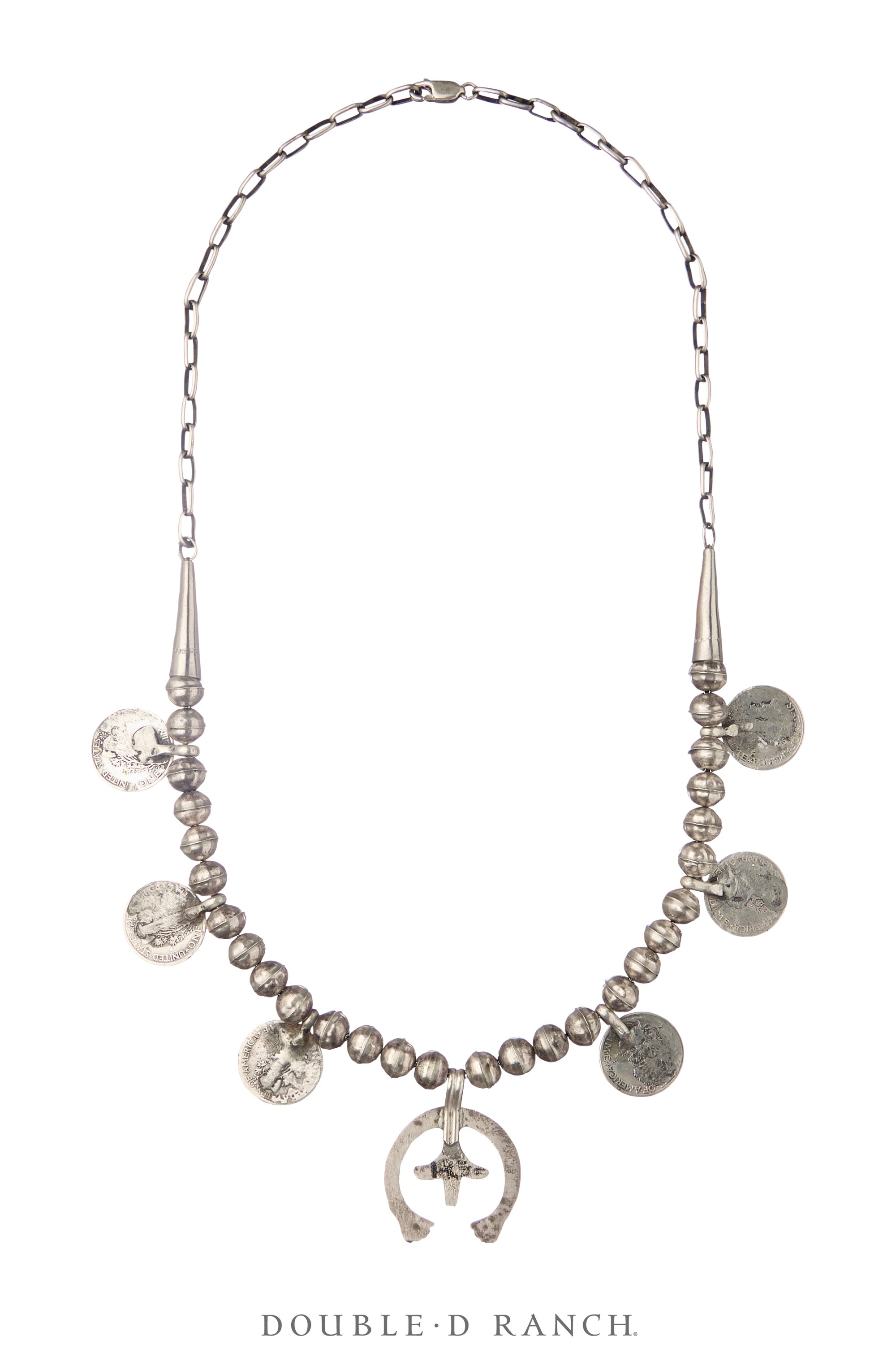 Necklace, Statement, Liberty Dime Coin, Sterling Silver, Vintage, 3675