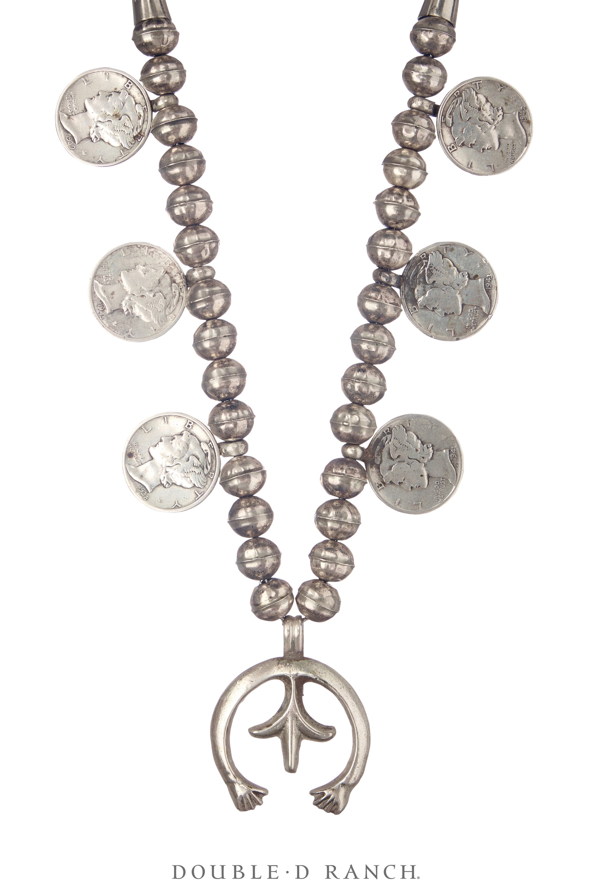 Necklace, Statement, Liberty Dime Coin, Sterling Silver, Vintage, 3675